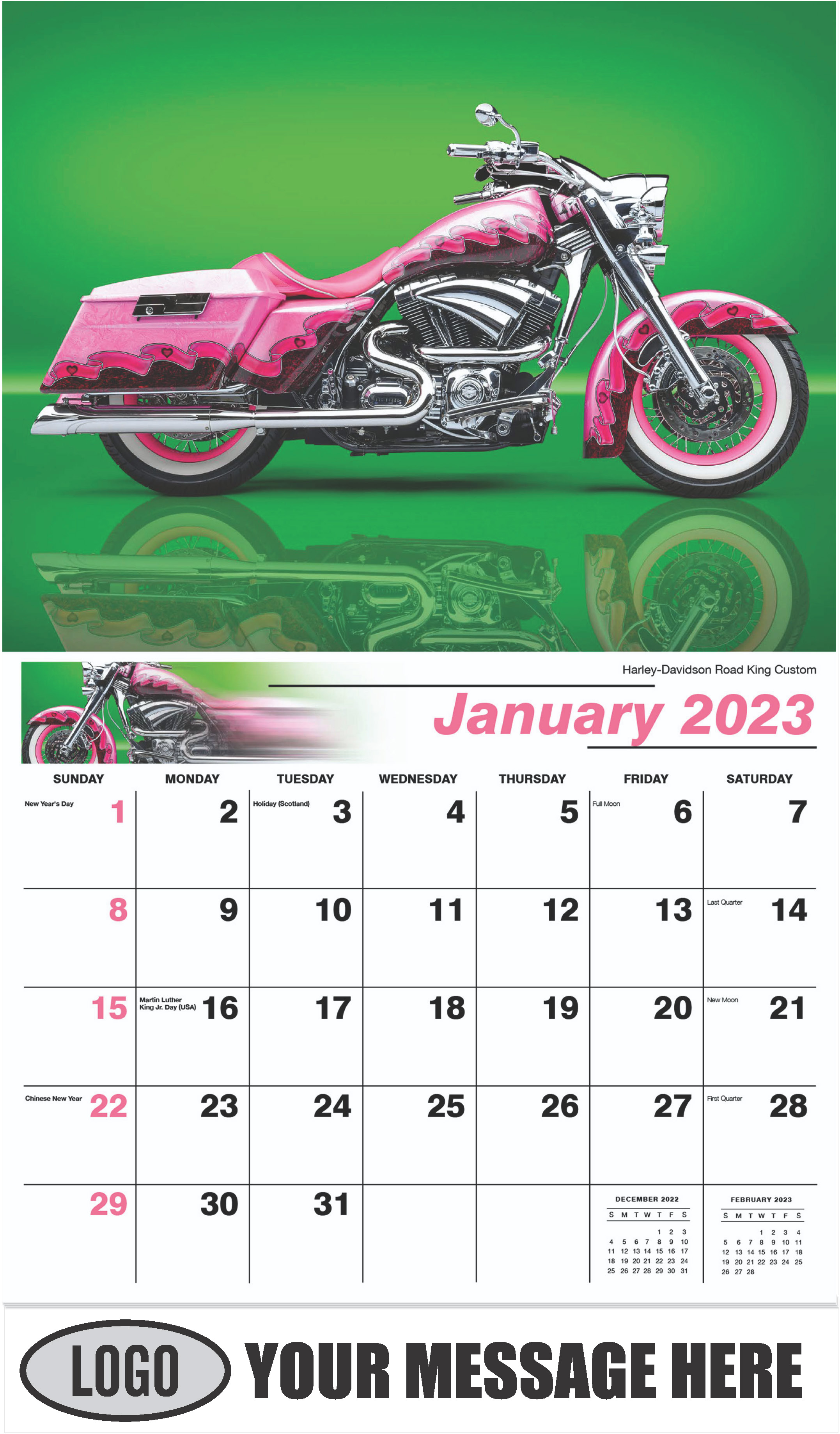 Harley-Davidson Road King Custom - January - Motorcycle Mania 2023 Promotional Calendar