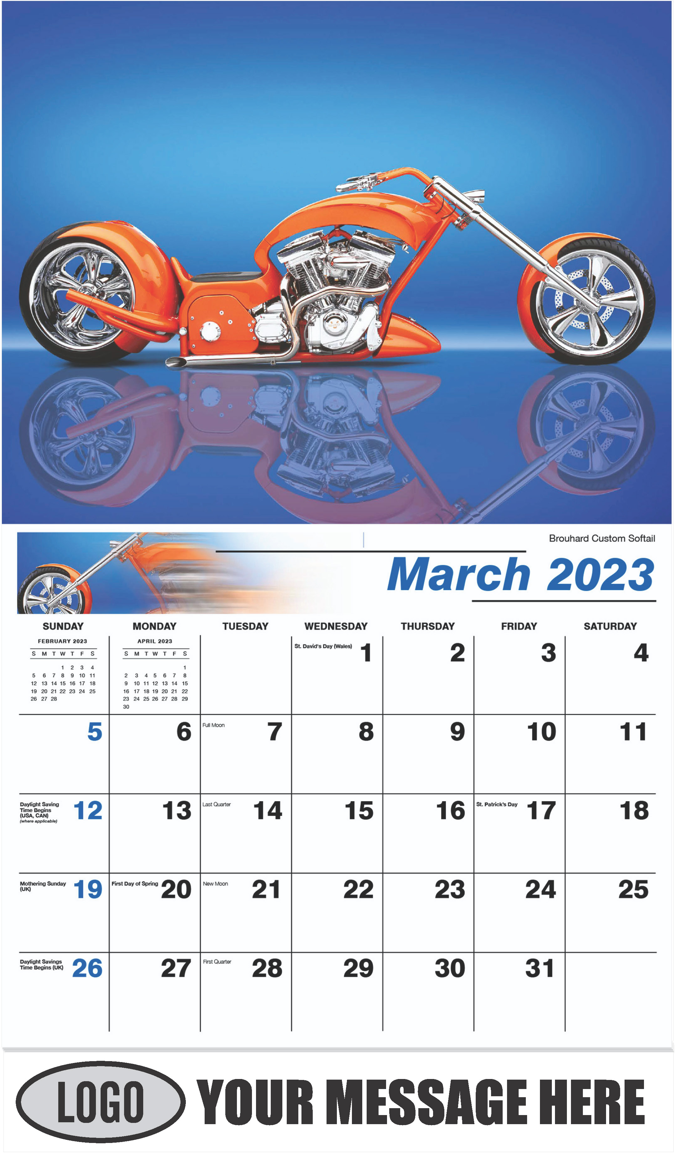 Brouhard Custom Softail - March - Motorcycle Mania 2023 Promotional Calendar