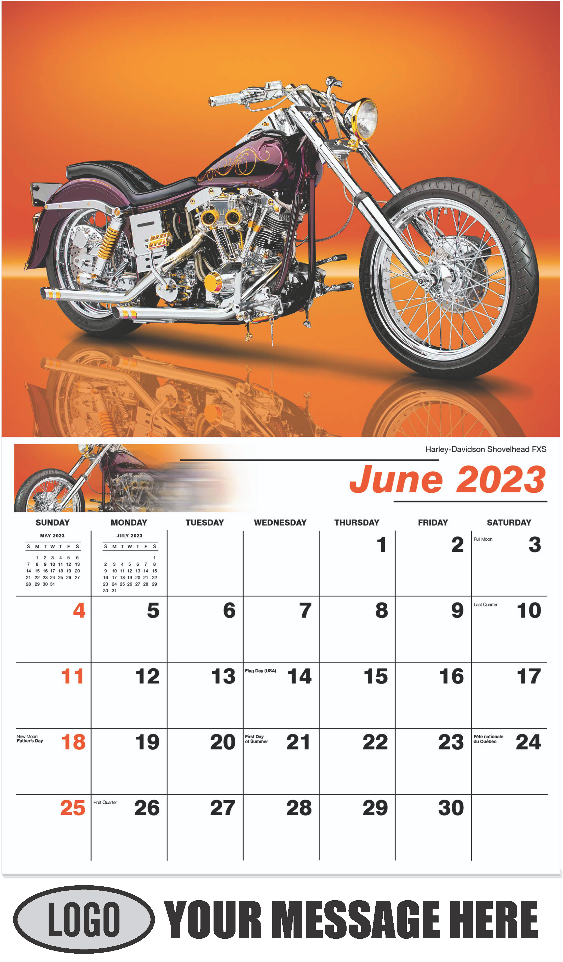 Harley-Davidson Shovelhead FXS - June - Motorcycle Mania 2023 Promotional Calendar