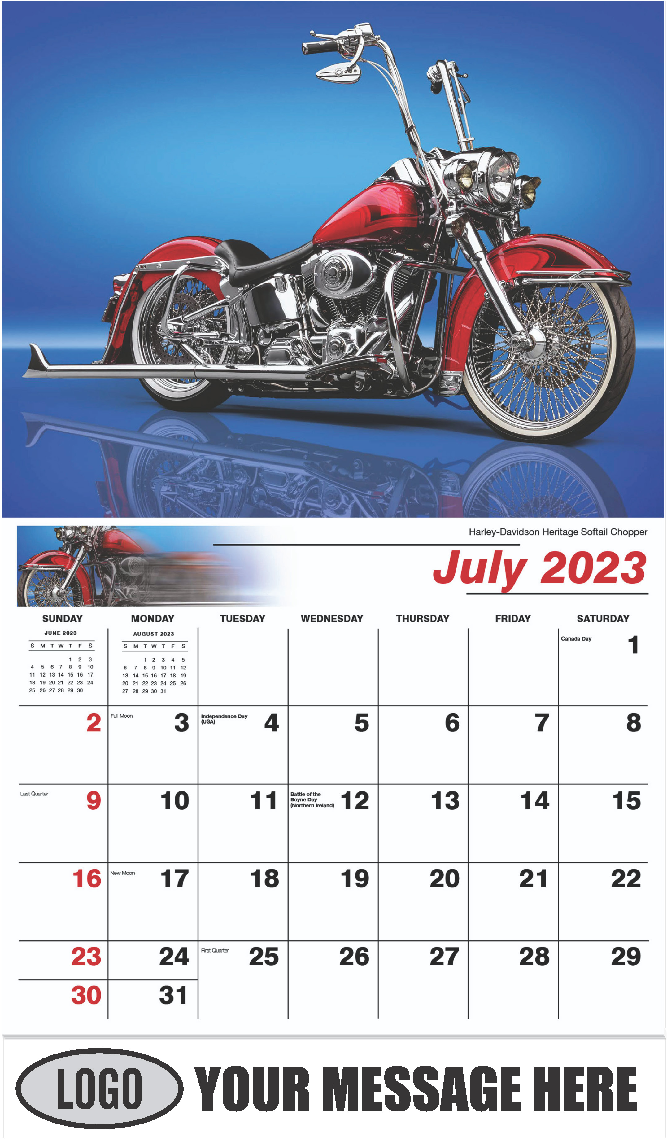Harley-Davidson Heritage Softail Chopper - July - Motorcycle Mania 2023 Promotional Calendar