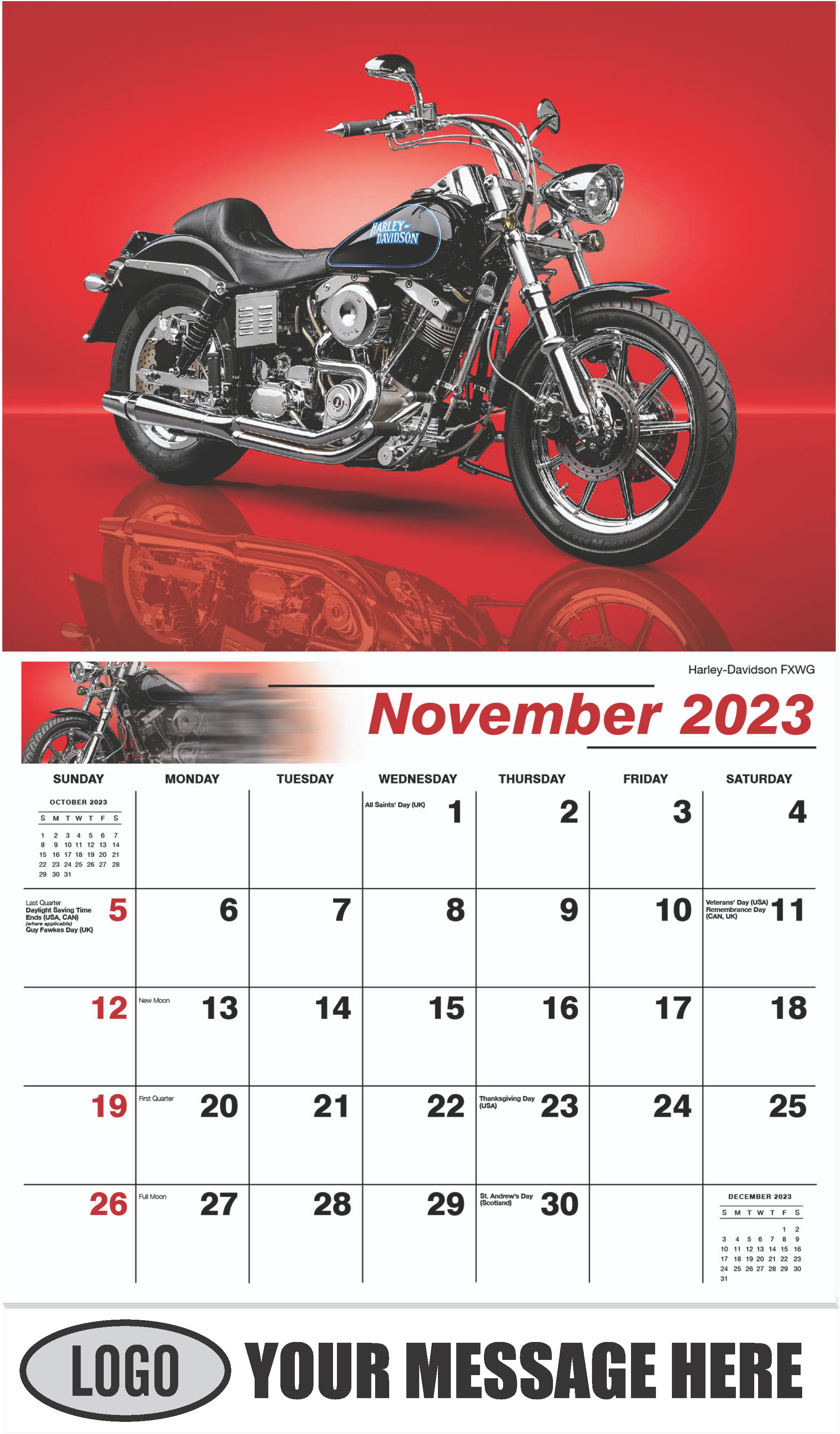 Harley-Davidson FXWG - November - Motorcycle Mania 2023 Promotional Calendar