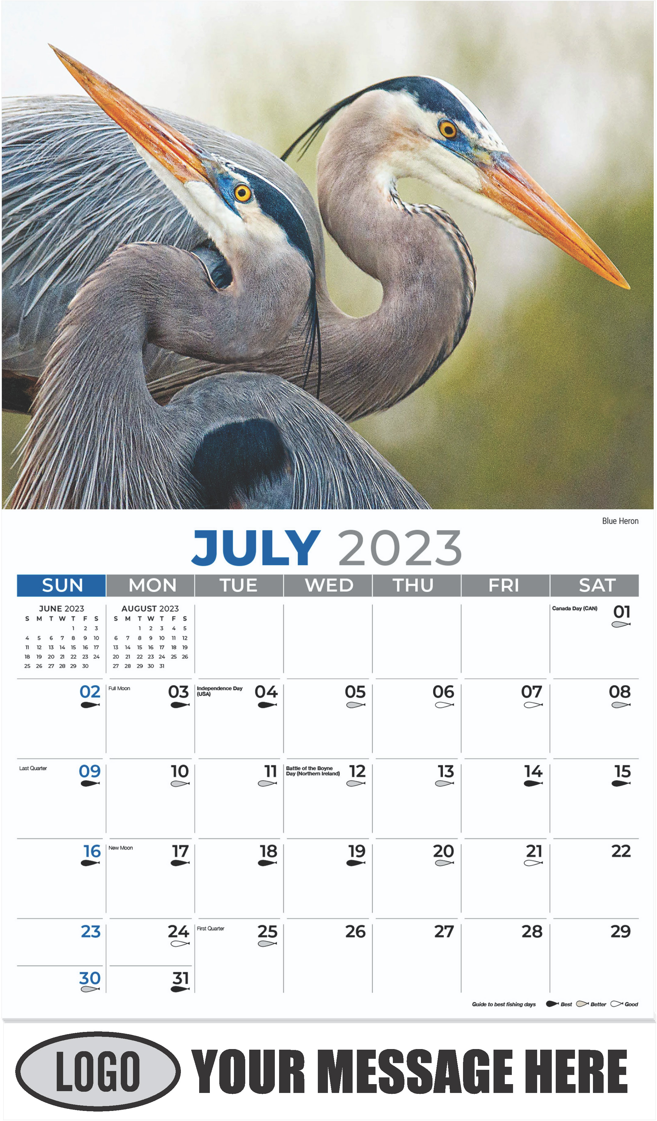 Blue Heron - July - North American Wildlife 2023 Promotional Calendar