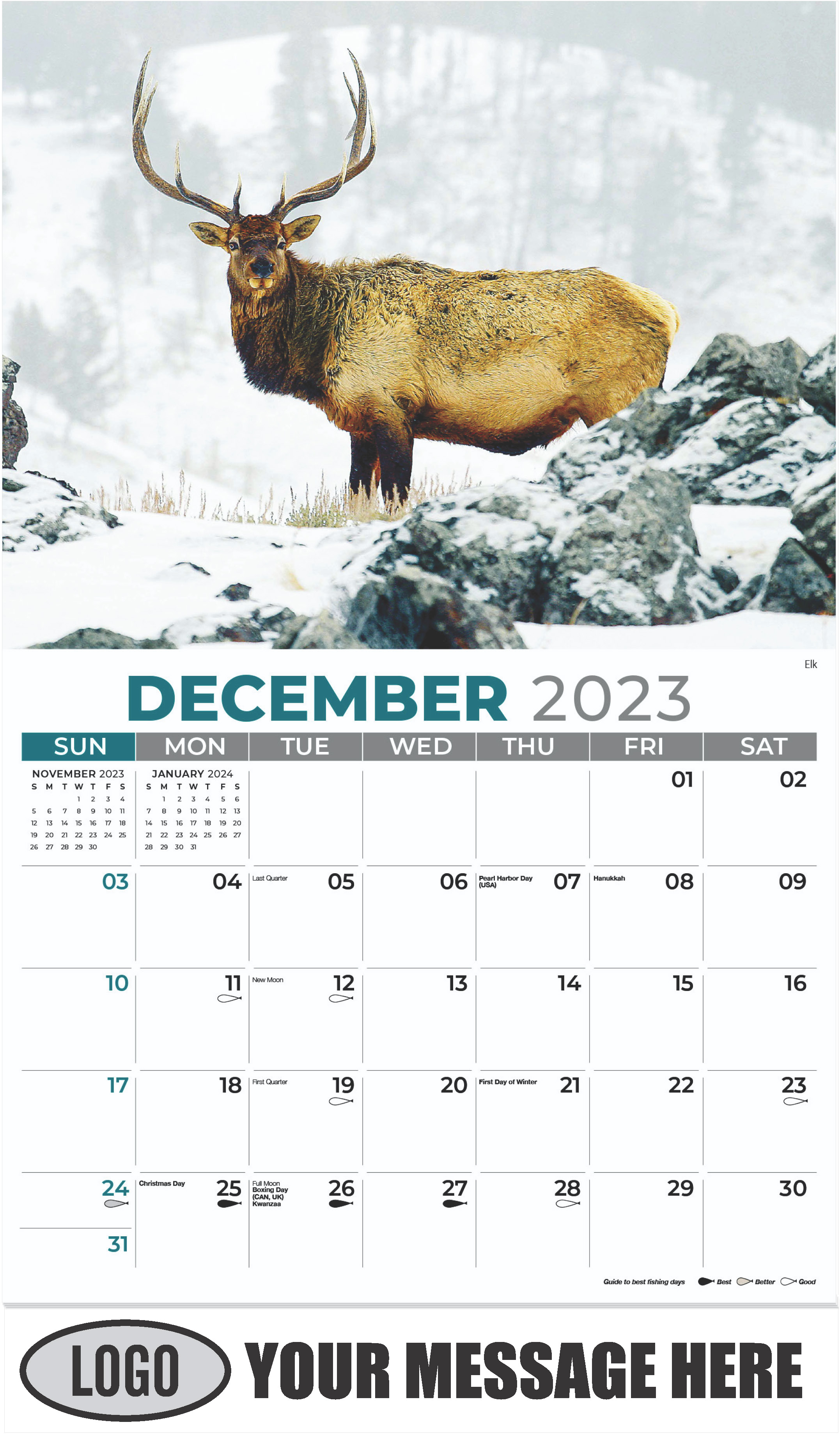 Elk - December 2023 - North American Wildlife 2023 Promotional Calendar