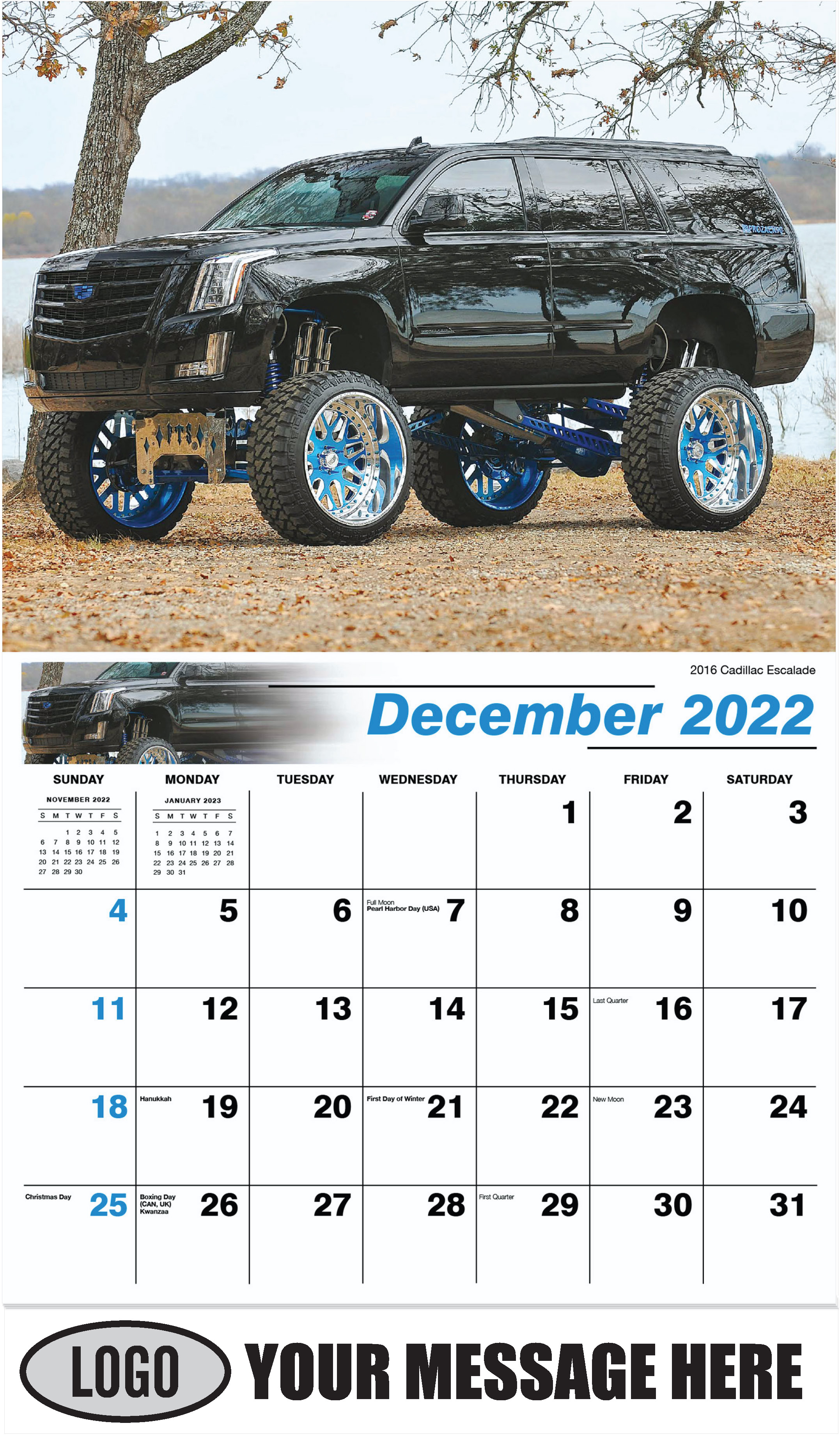 2016 Cadillac Escalade - December 2022 - Pumped Up Pickups 2023 Promotional Calendar