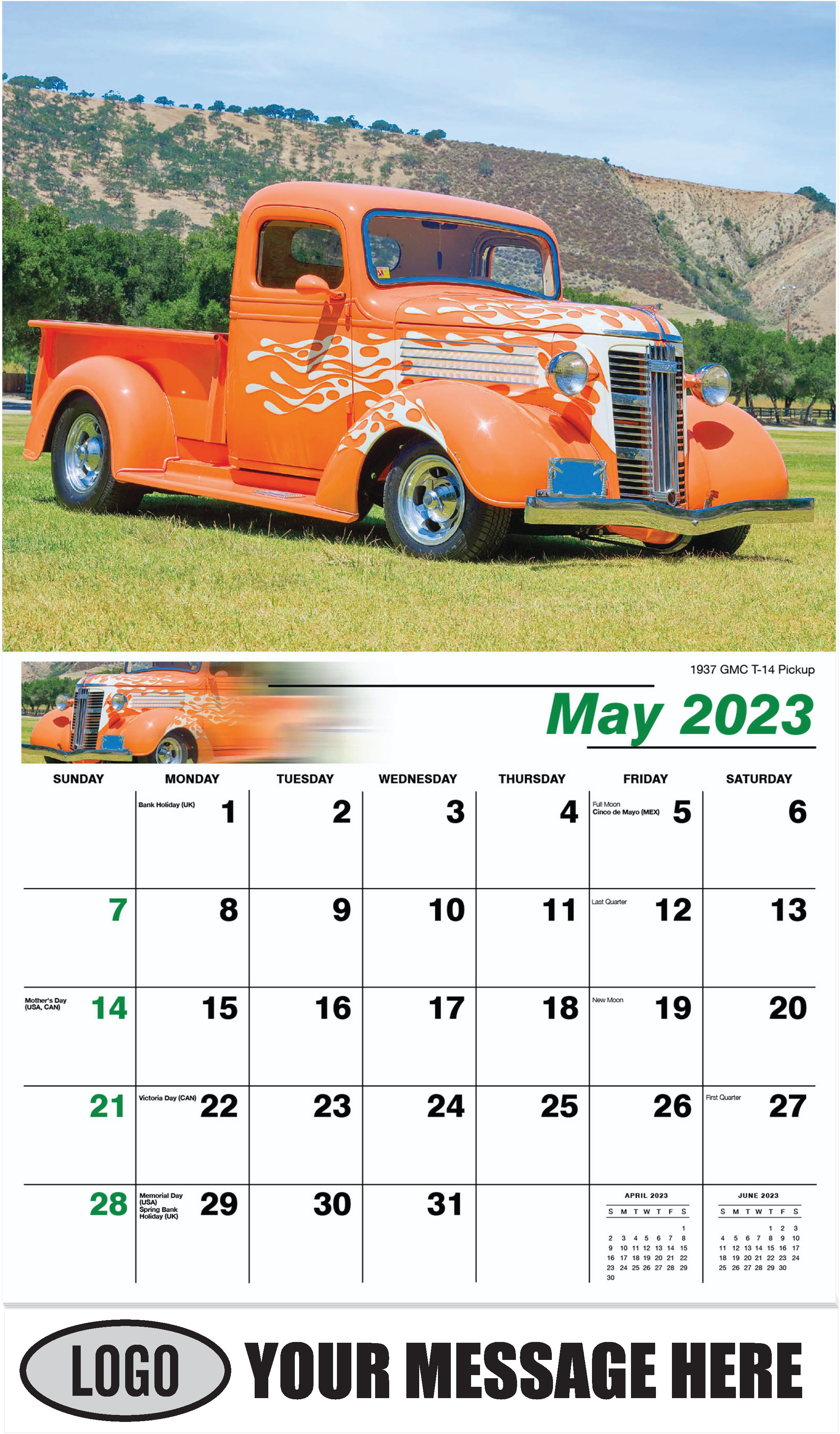 1937 GMC Pickup Truck - May - Pumped Up Pickups 2023 Promotional Calendar