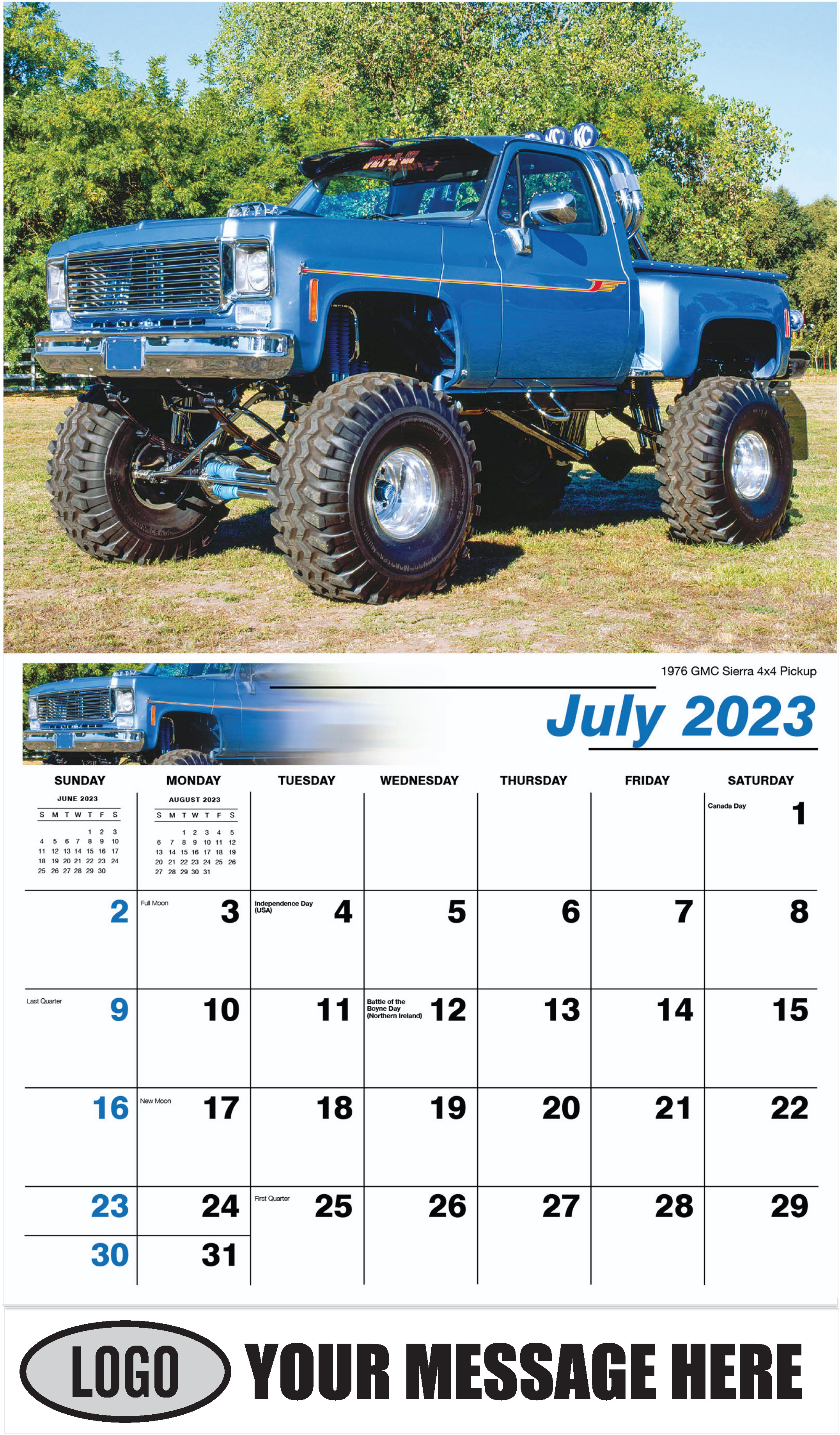 1976 GMC 4x4 Pickup Truck - July - Pumped Up Pickups 2023 Promotional Calendar