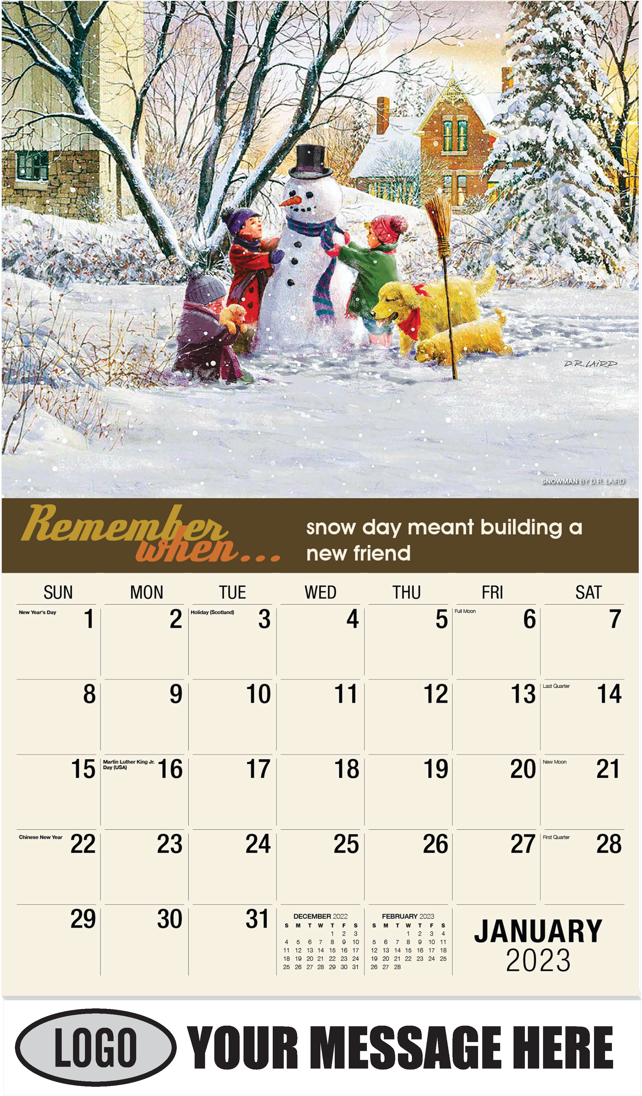Snowman by D.R. Laird - January - Remember When 2023 Promotional Calendar