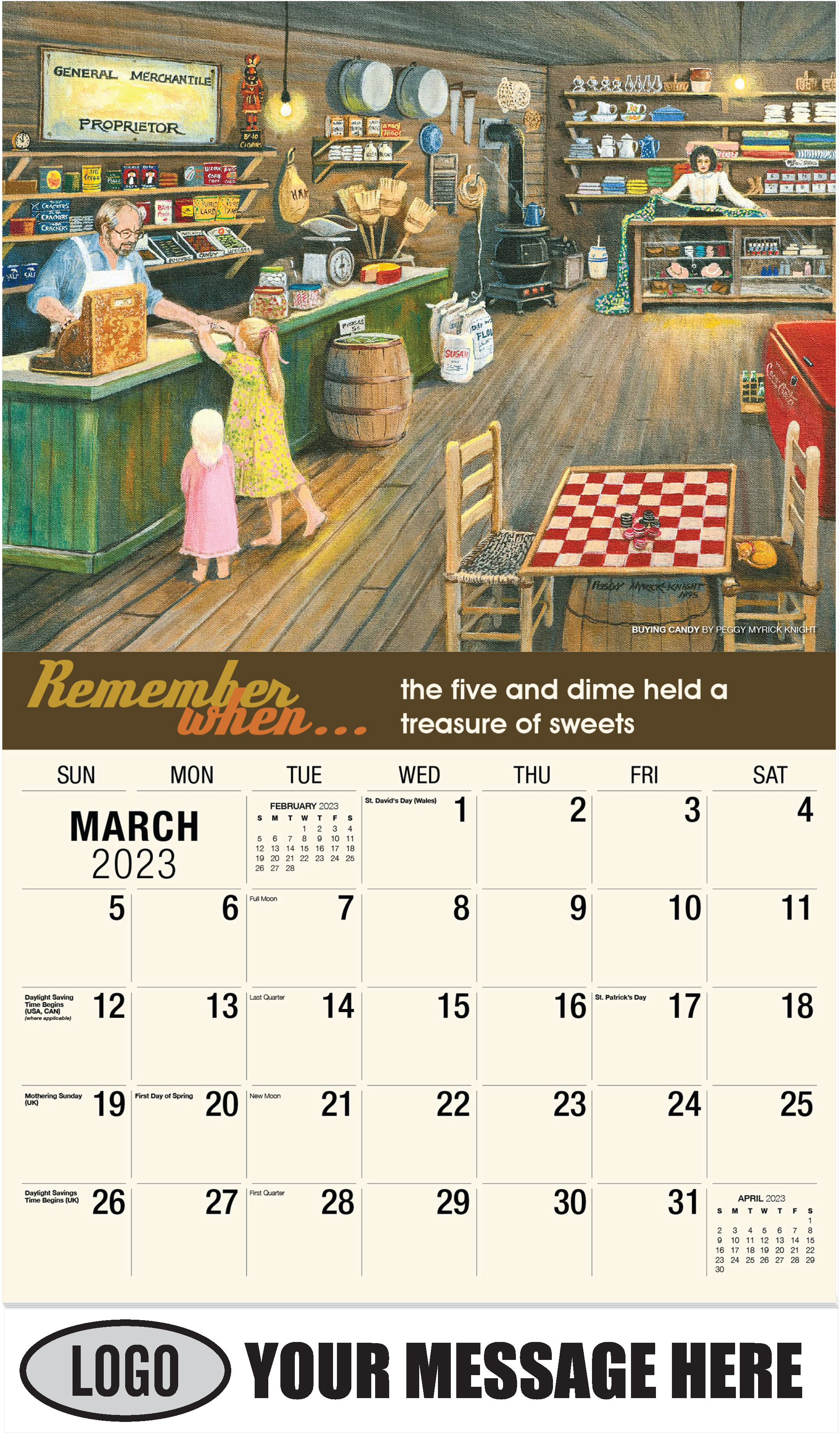 Buying Candy by Peggy Myrick Knight - March - Remember When 2023 Promotional Calendar