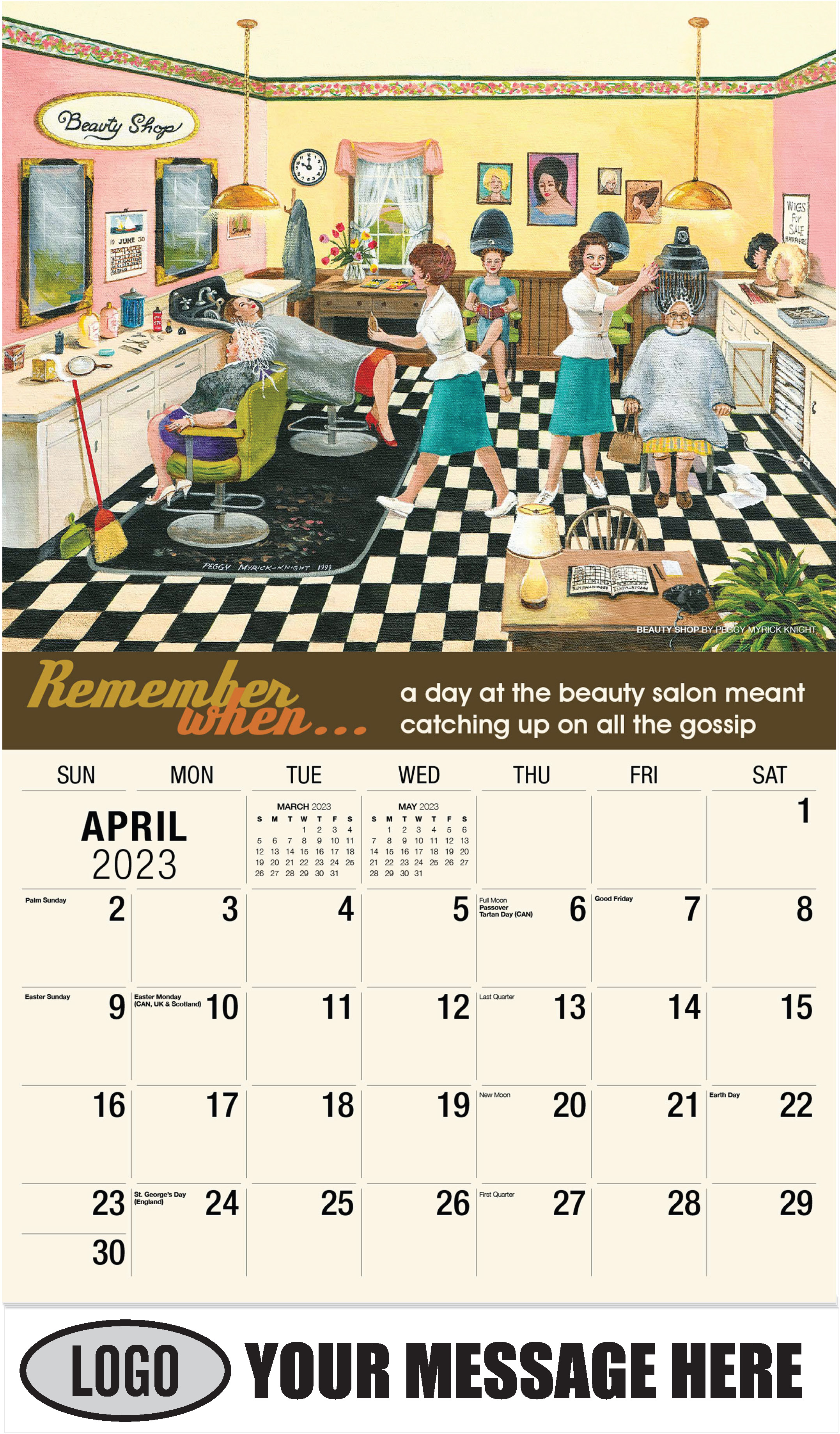 Beauty Shop by Peggy Myrick Knight - April - Remember When 2023 Promotional Calendar