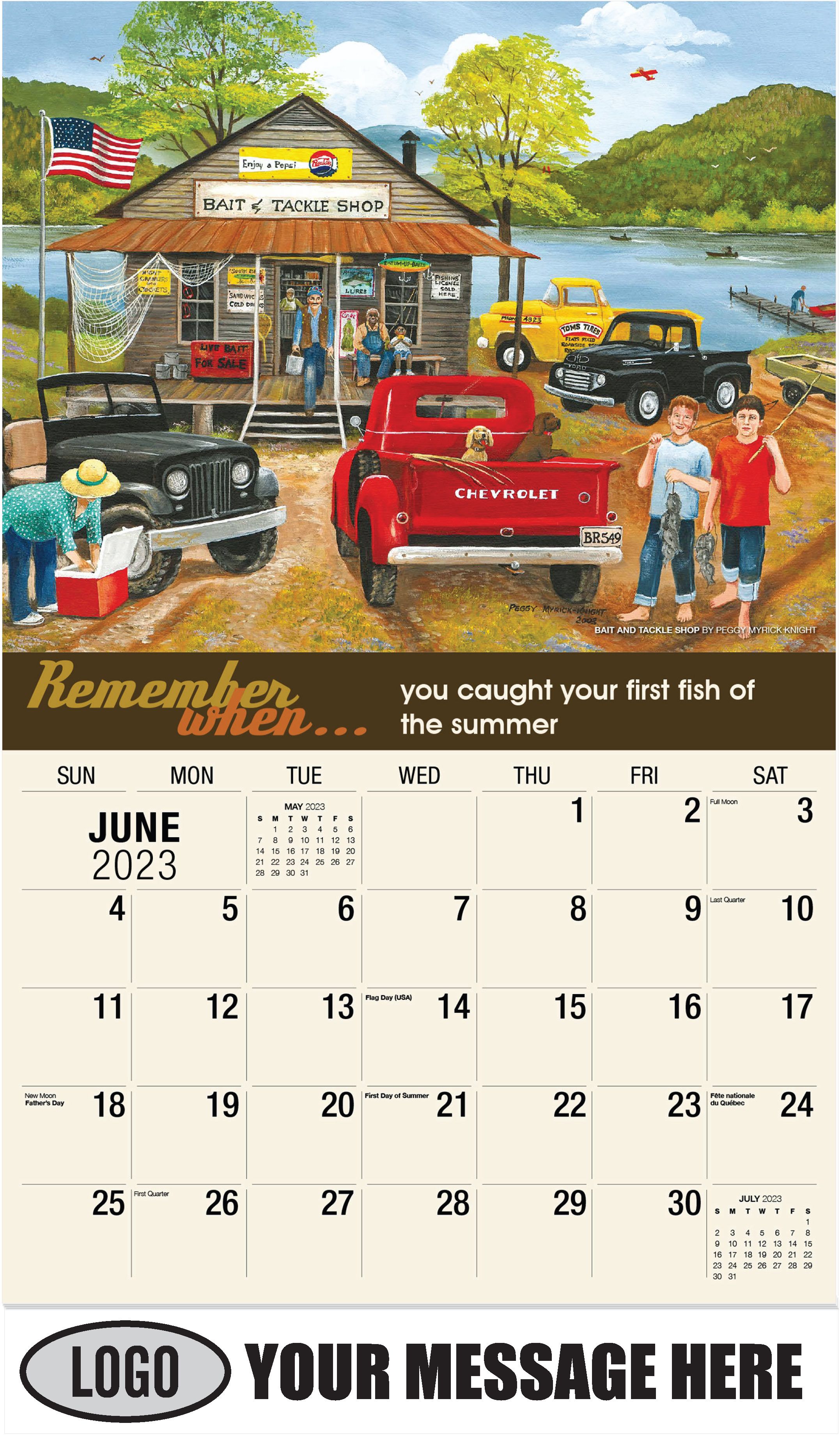 Bait And Tackle Shop by Peggy Myrick Knight - June - Remember When 2023 Promotional Calendar