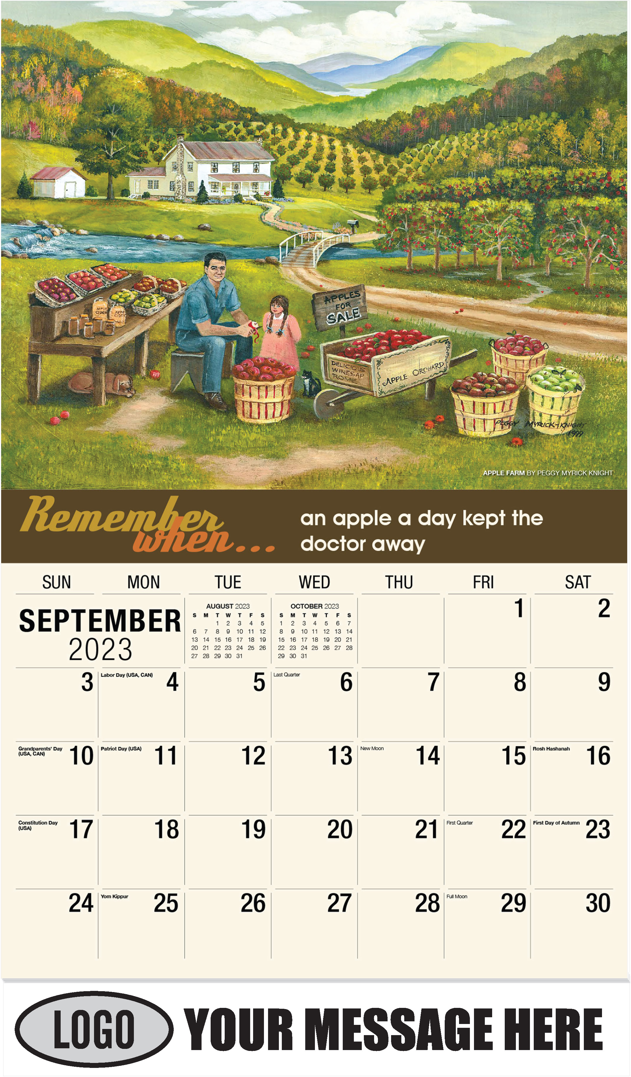 Apple Farm by Peggy Myrick Knight - September - Remember When 2023 Promotional Calendar
