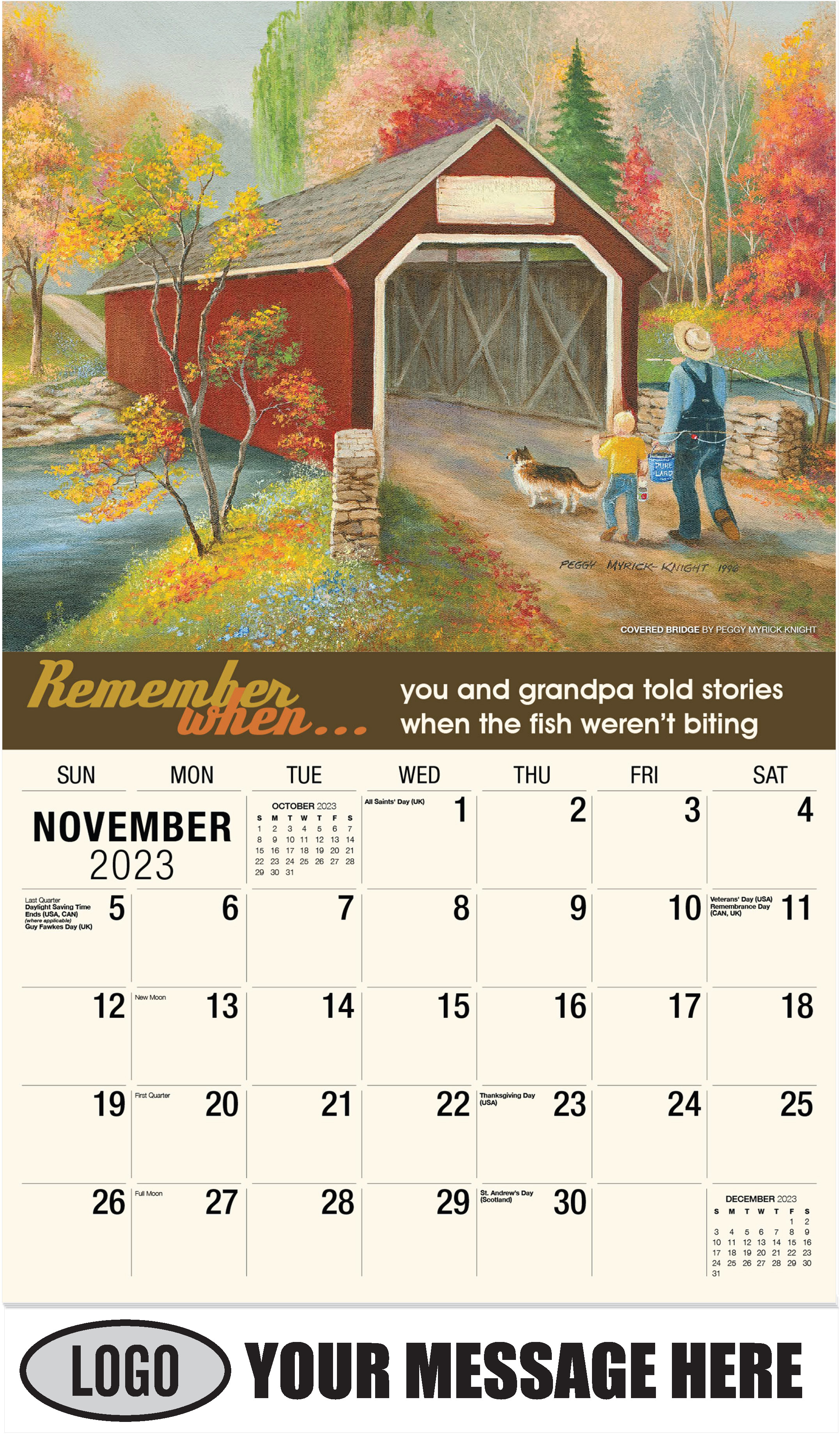 Covered Bridge by Peggy Myrick Knight - November - Remember When 2023 Promotional Calendar