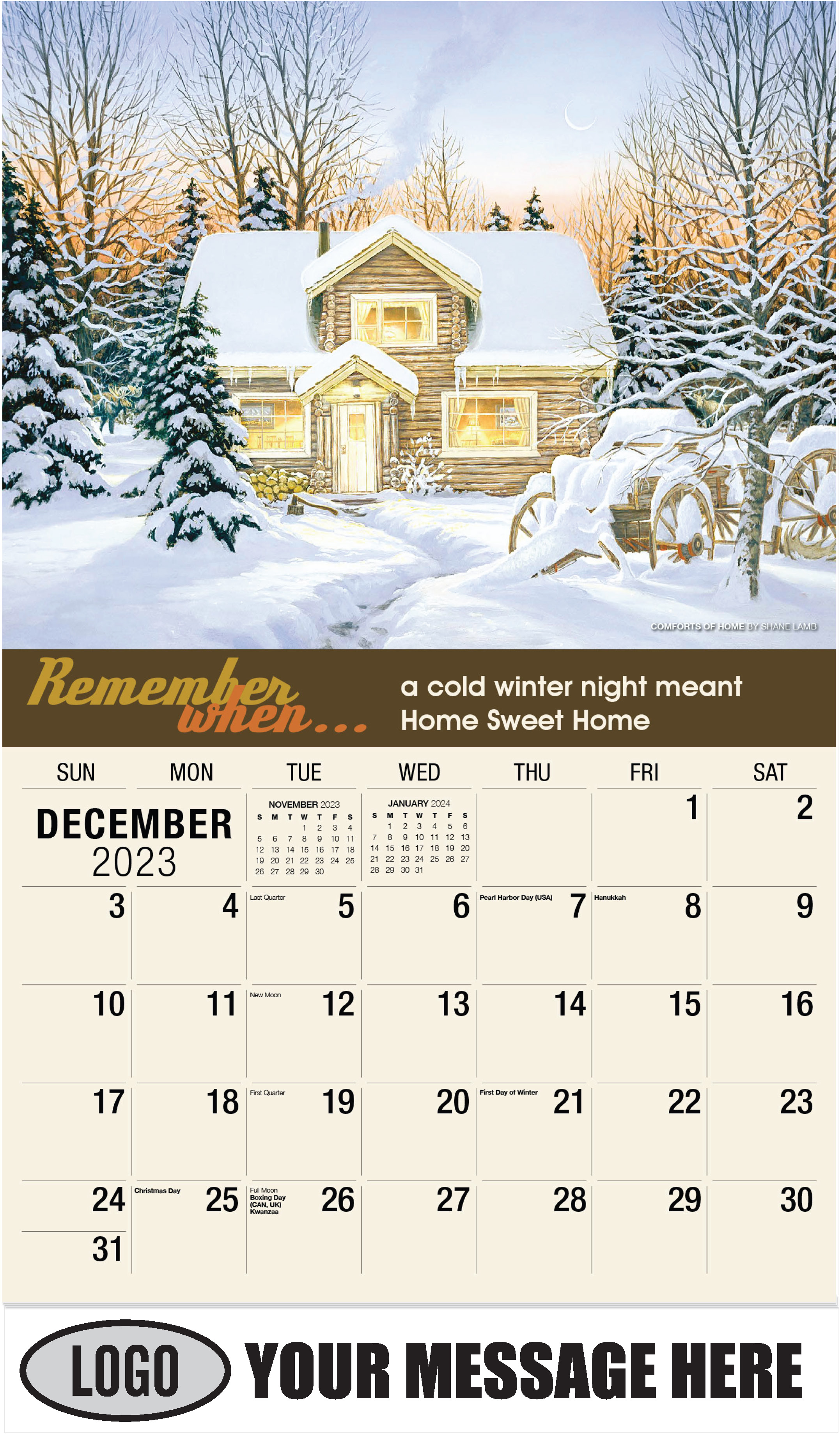 Comforts of Home by Shane Lamb - December 2023 - Remember When 2023 Promotional Calendar