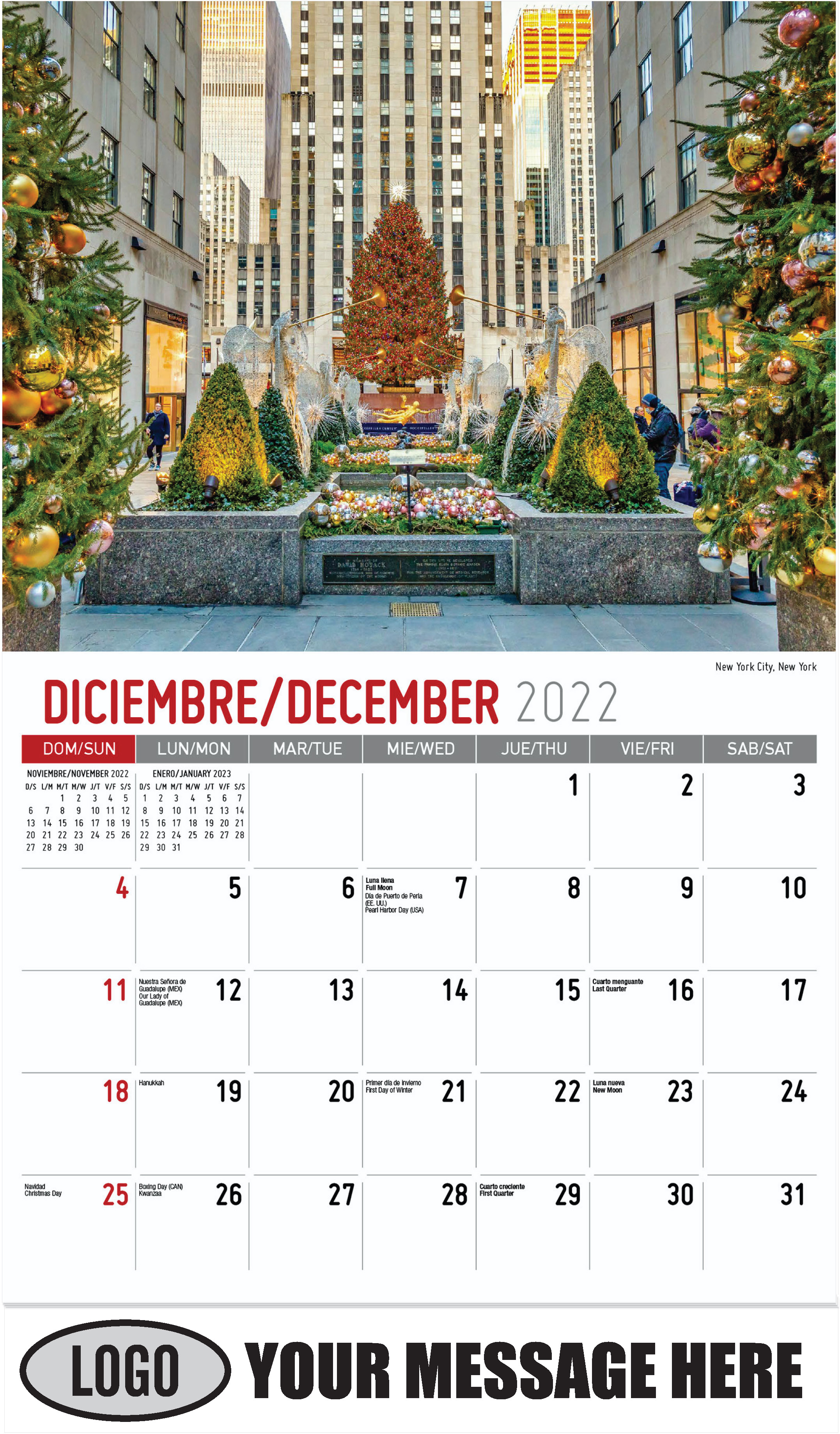 New York City, New York - December 2022 - Scenes of America (Spanish-English bilingual) 2023 Promotional Calendar