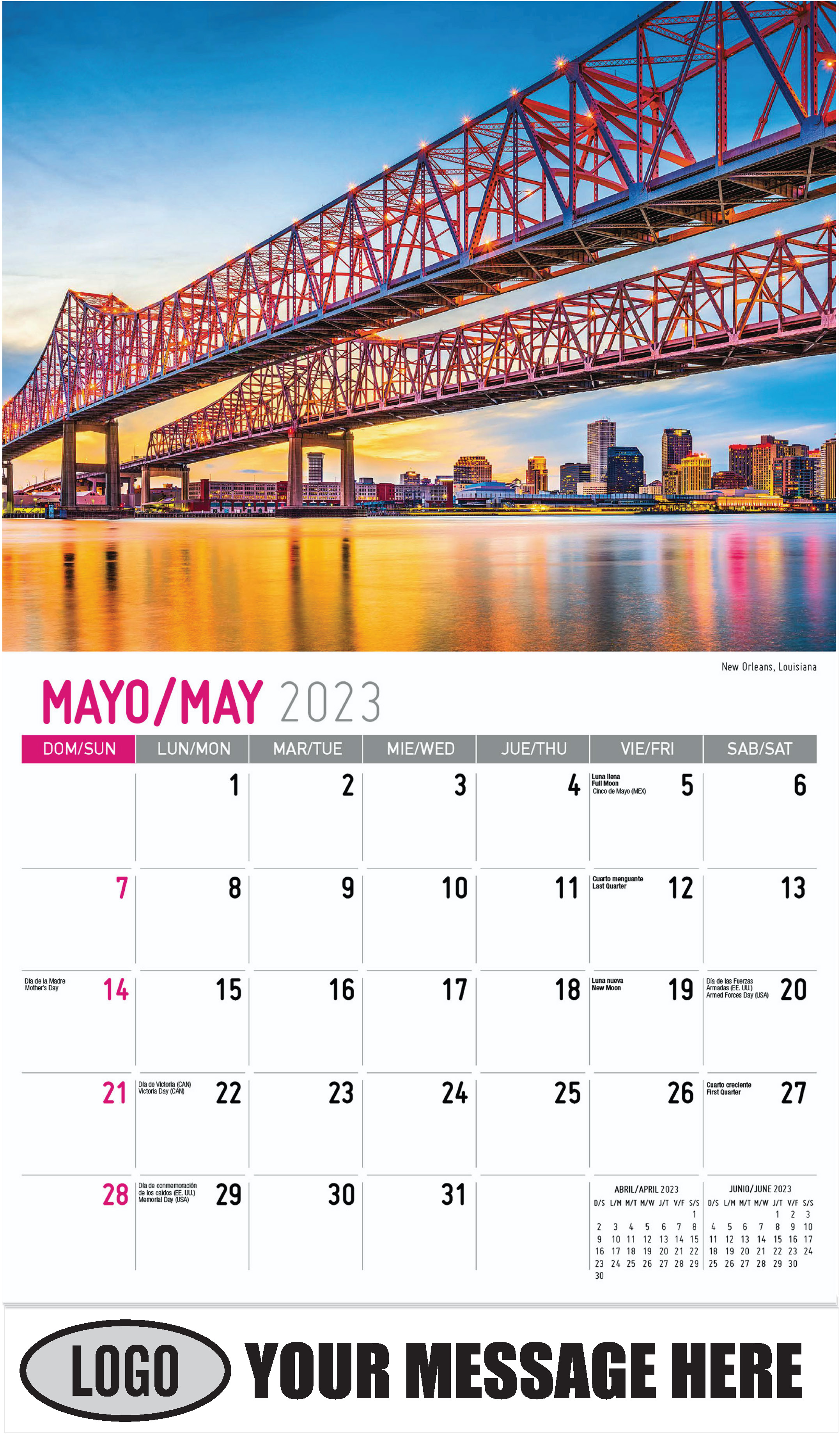 New Orleans, Louisiana - May - Scenes of America (Spanish-English bilingual) 2023 Promotional Calendar