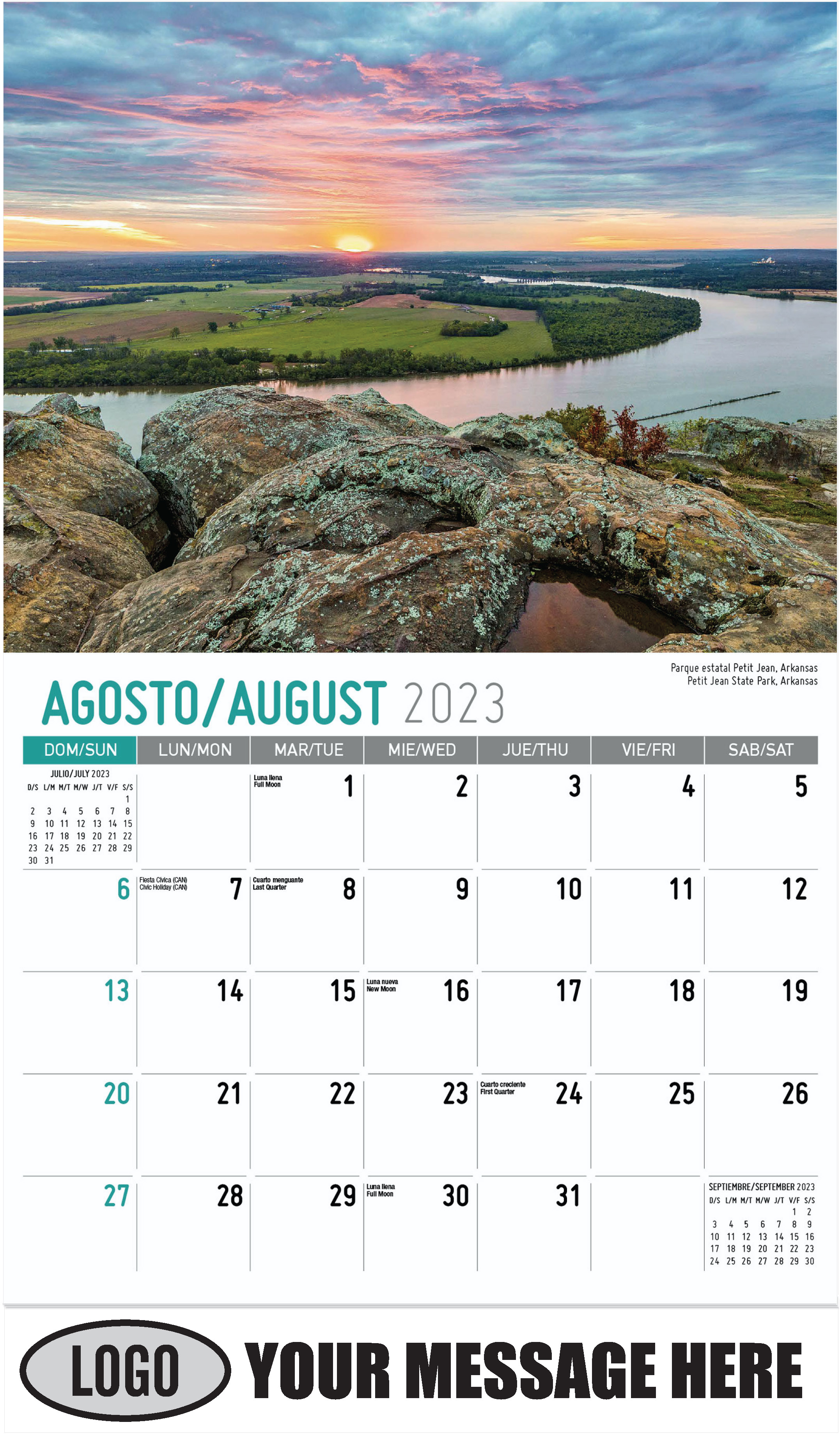 Petit Jean State Park, Arkansas - August - Scenes of America (Spanish-English bilingual) 2023 Promotional Calendar