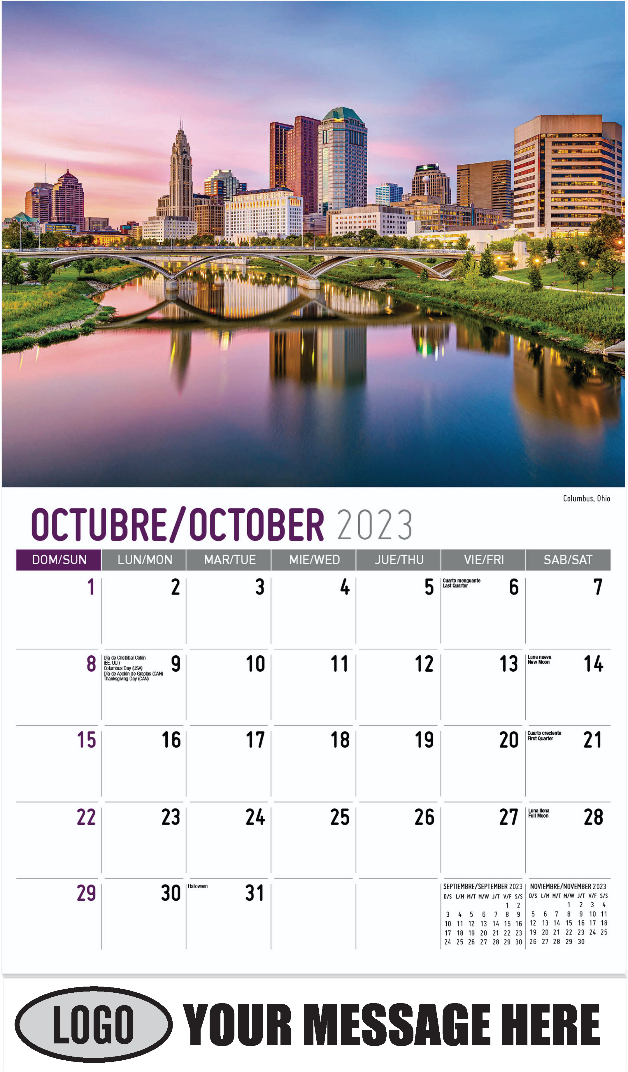 Columbus, Ohio - October - Scenes of America (Spanish-English bilingual) 2023 Promotional Calendar