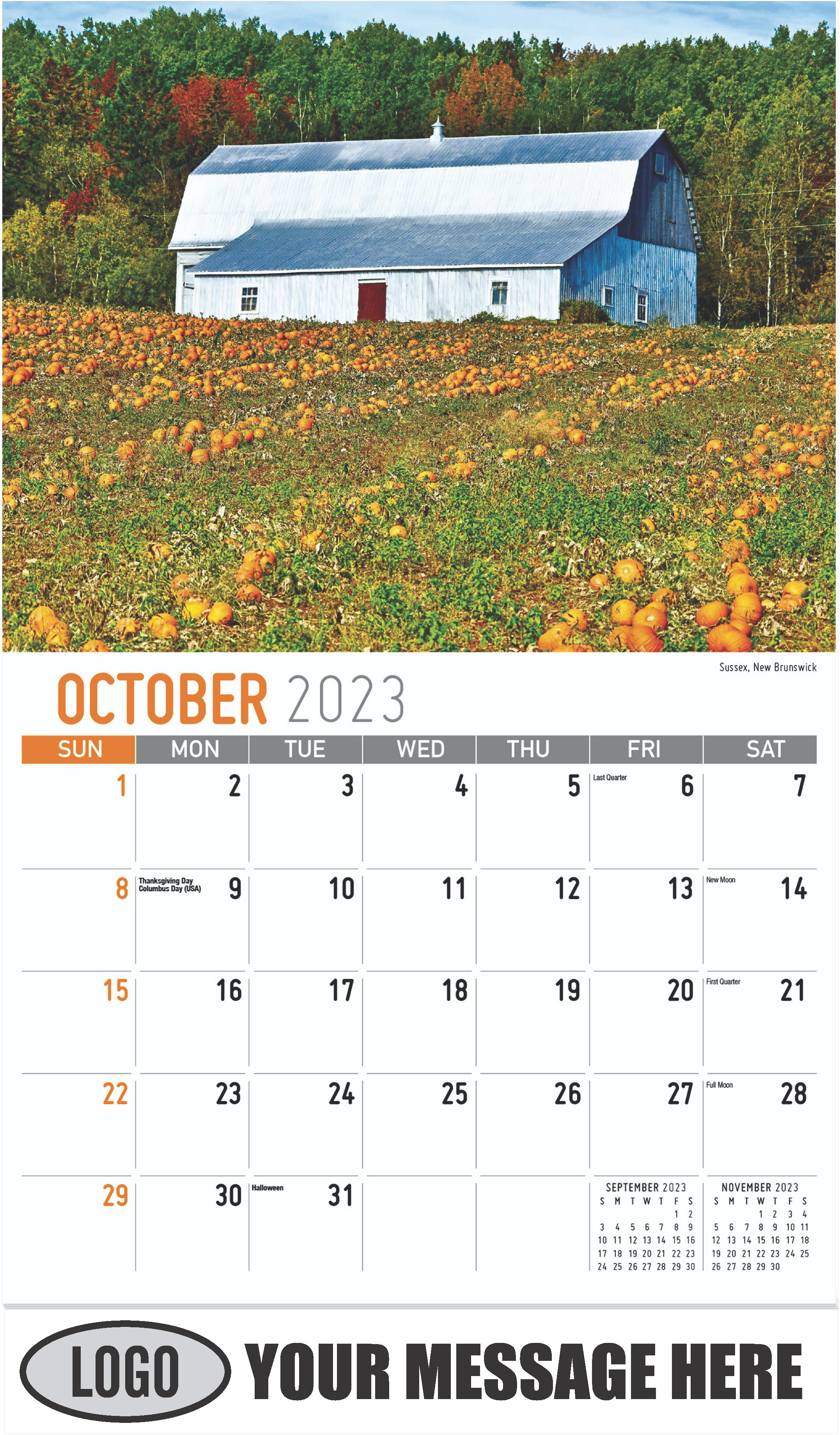 Sussex, New Brunswick - October - Atlantic Canada 2023 Promotional Calendar