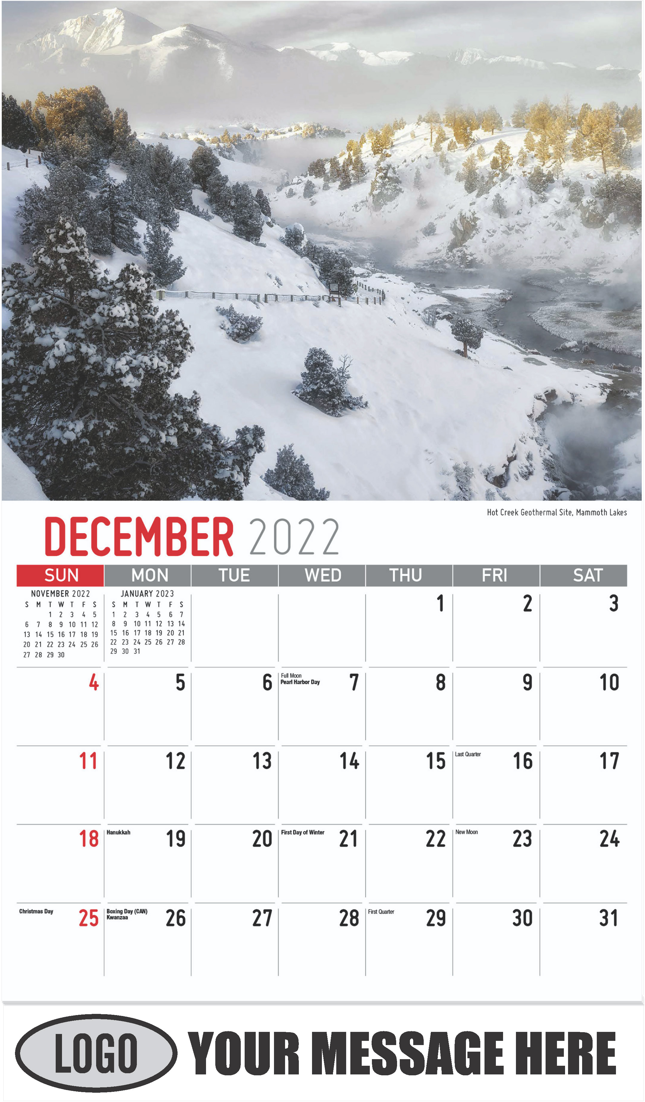Hot Creek Geothermal Site, Mammoth Lakes - December 2022 - Scenes of California 2023 Promotional Calendar