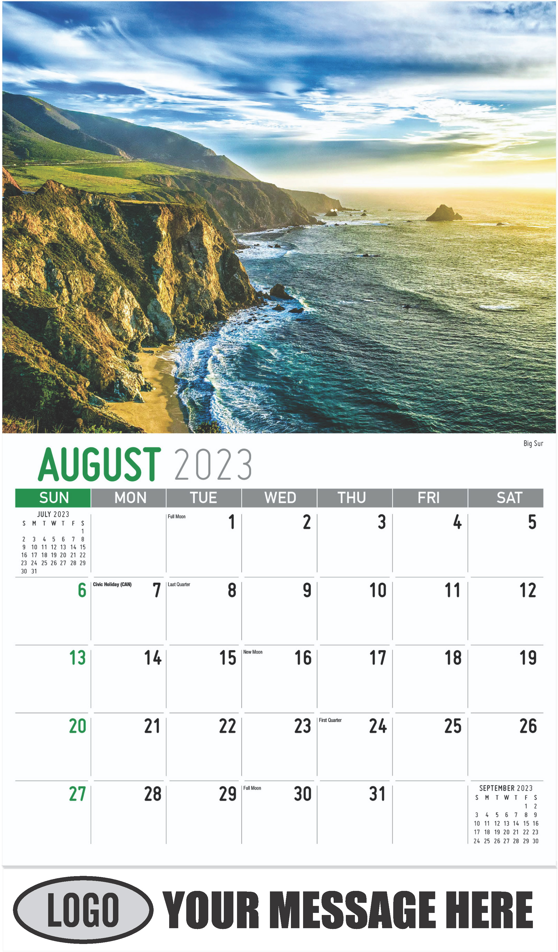 Big Sur - August - Scenes of California 2023 Promotional Calendar