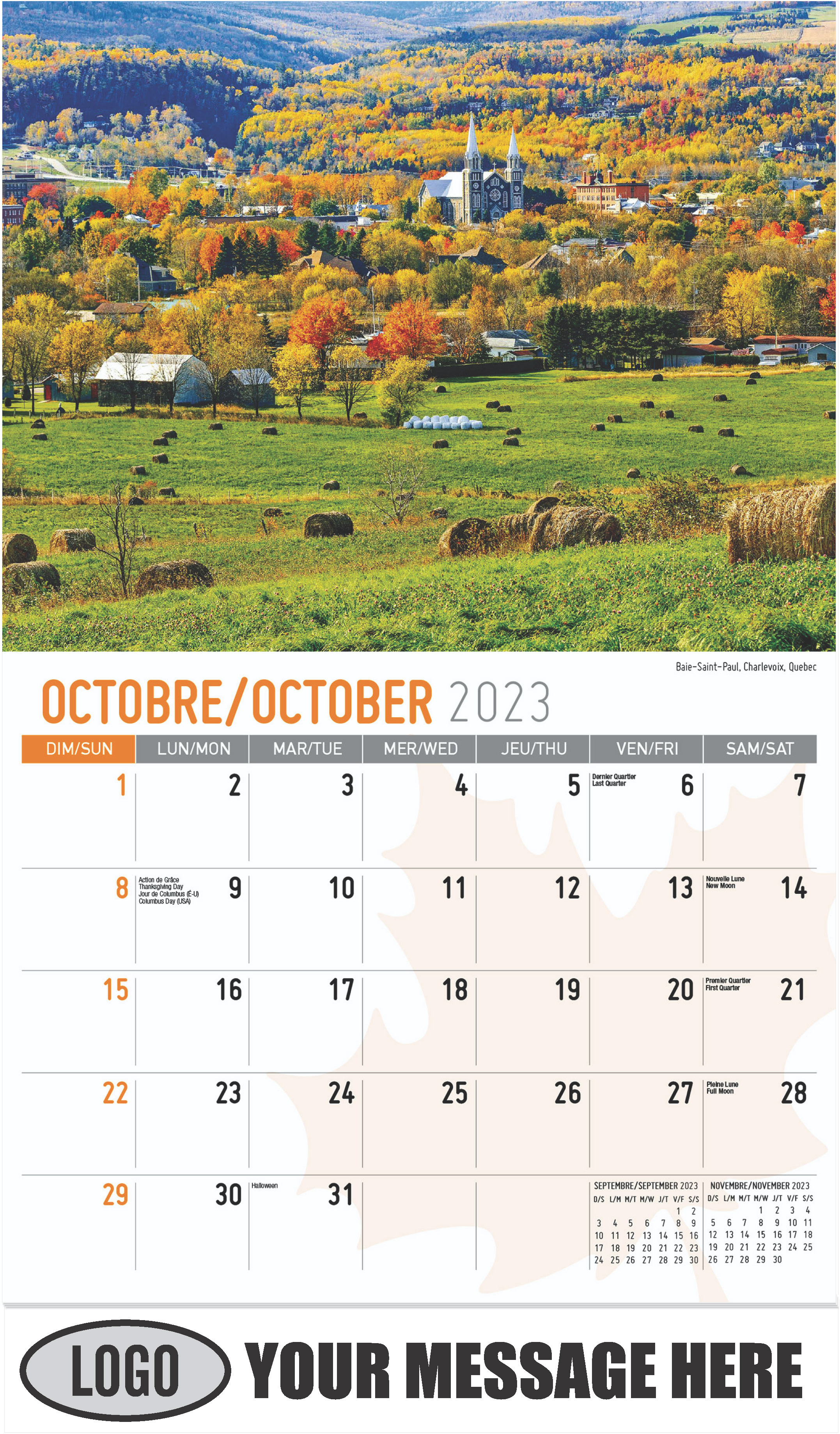 Baie-Saint-Paul, Charlevoix, Quebec - October - Scenes of Canada(French-English bilingual) 2023 Promotional Calendar