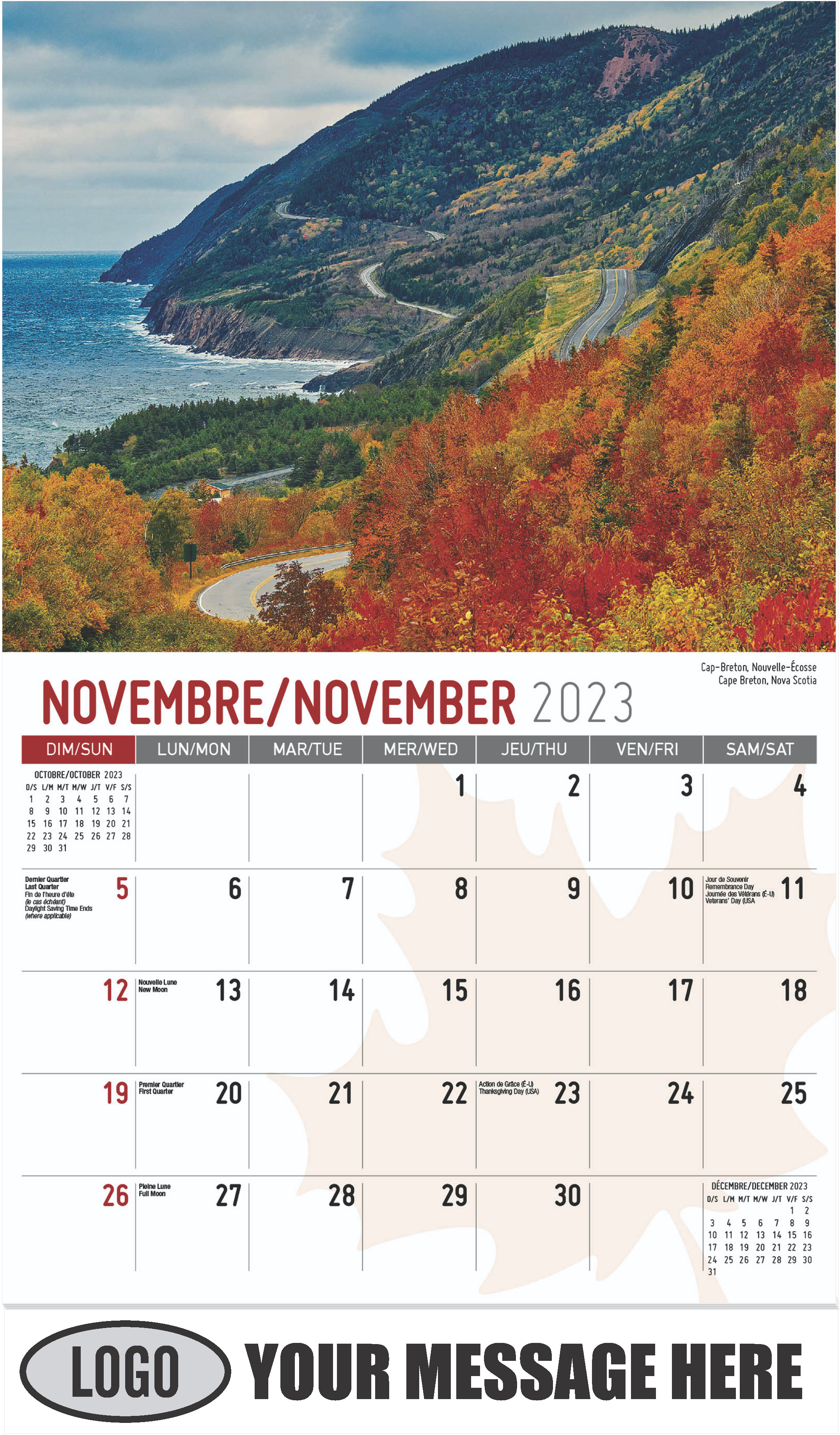 Cape Breton, Nova Scotia - November - Scenes of Canada(French-English bilingual) 2023 Promotional Calendar