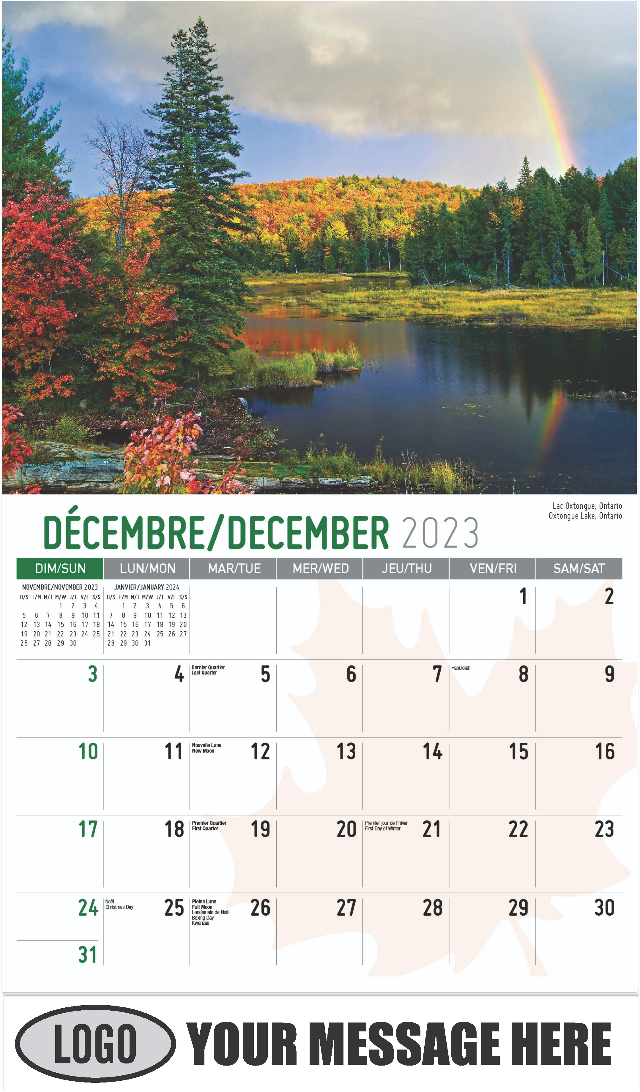 Oxtongue Lake, Ontario - December 2023 - Scenes of Canada(French-English bilingual) 2023 Promotional Calendar