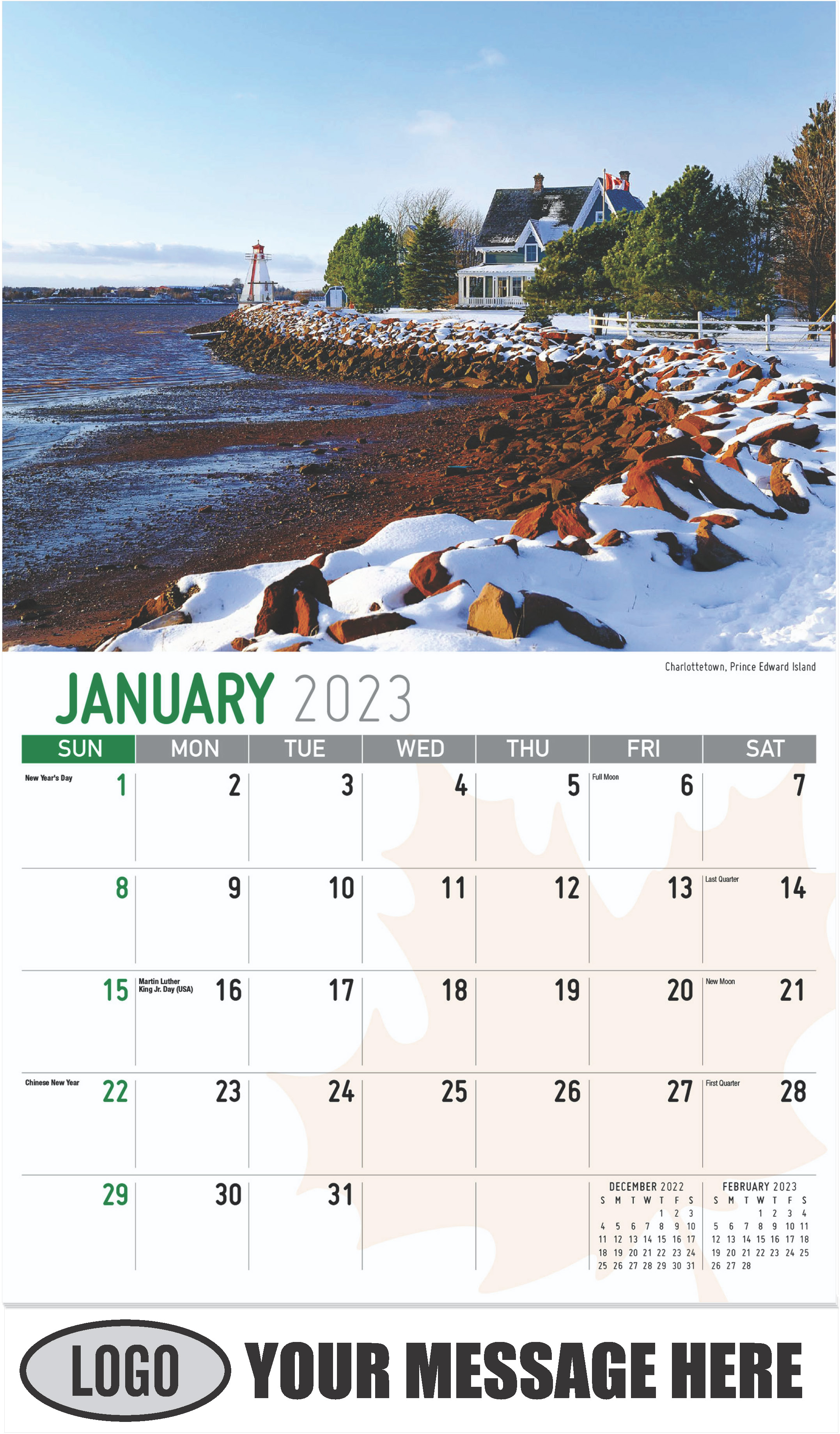 Charlottetown, Prince Edward Island - January - Scenes of Canada 2023 Promotional Calendar