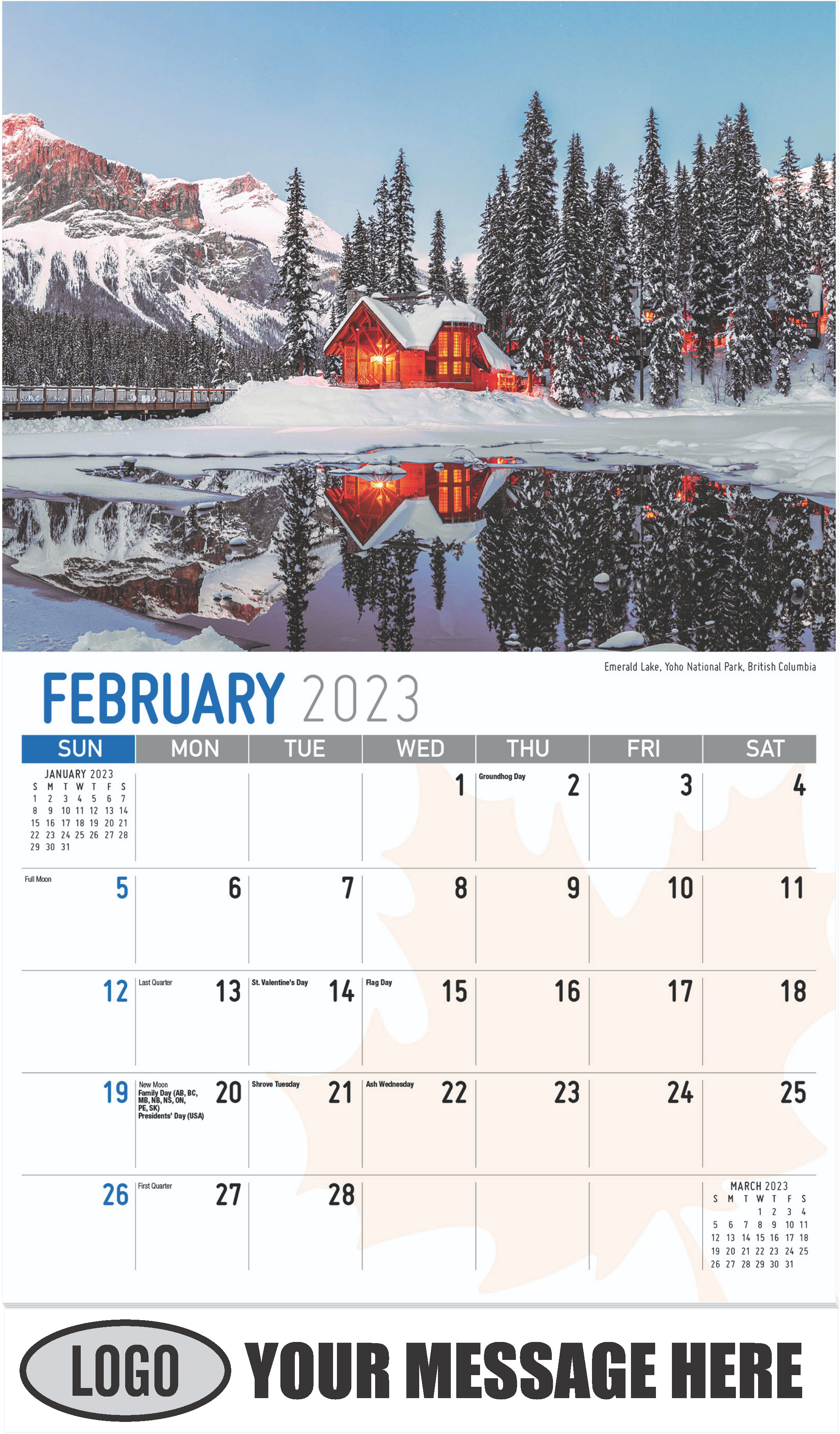 Emerald Lake, Yoho National Park, British Columbia - February - Scenes of Canada 2023 Promotional Calendar