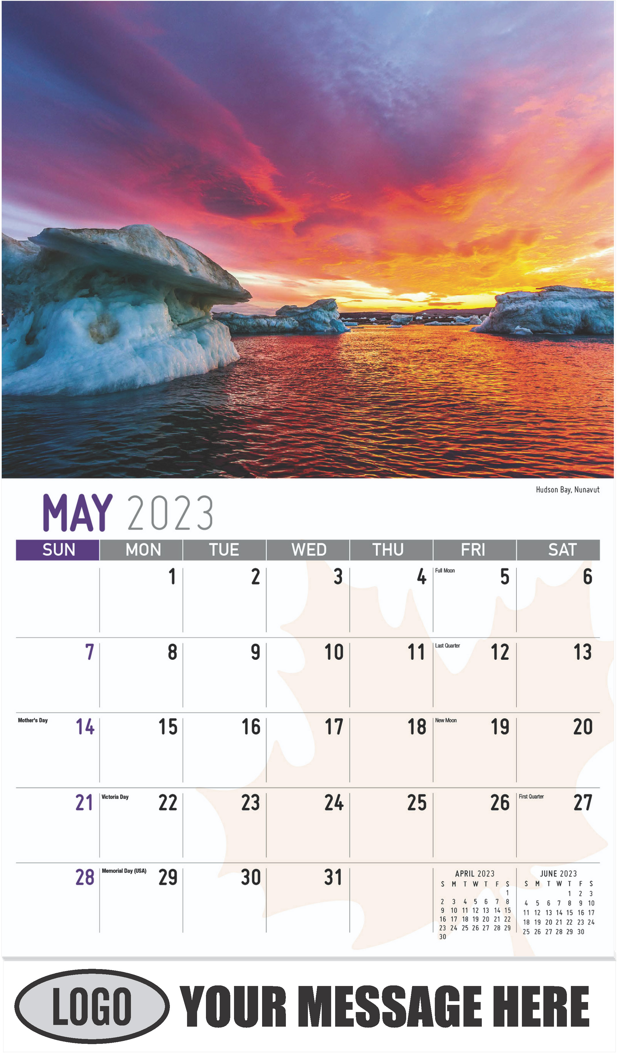 Hudson Bay, Nunavut - May - Scenes of Canada 2023 Promotional Calendar