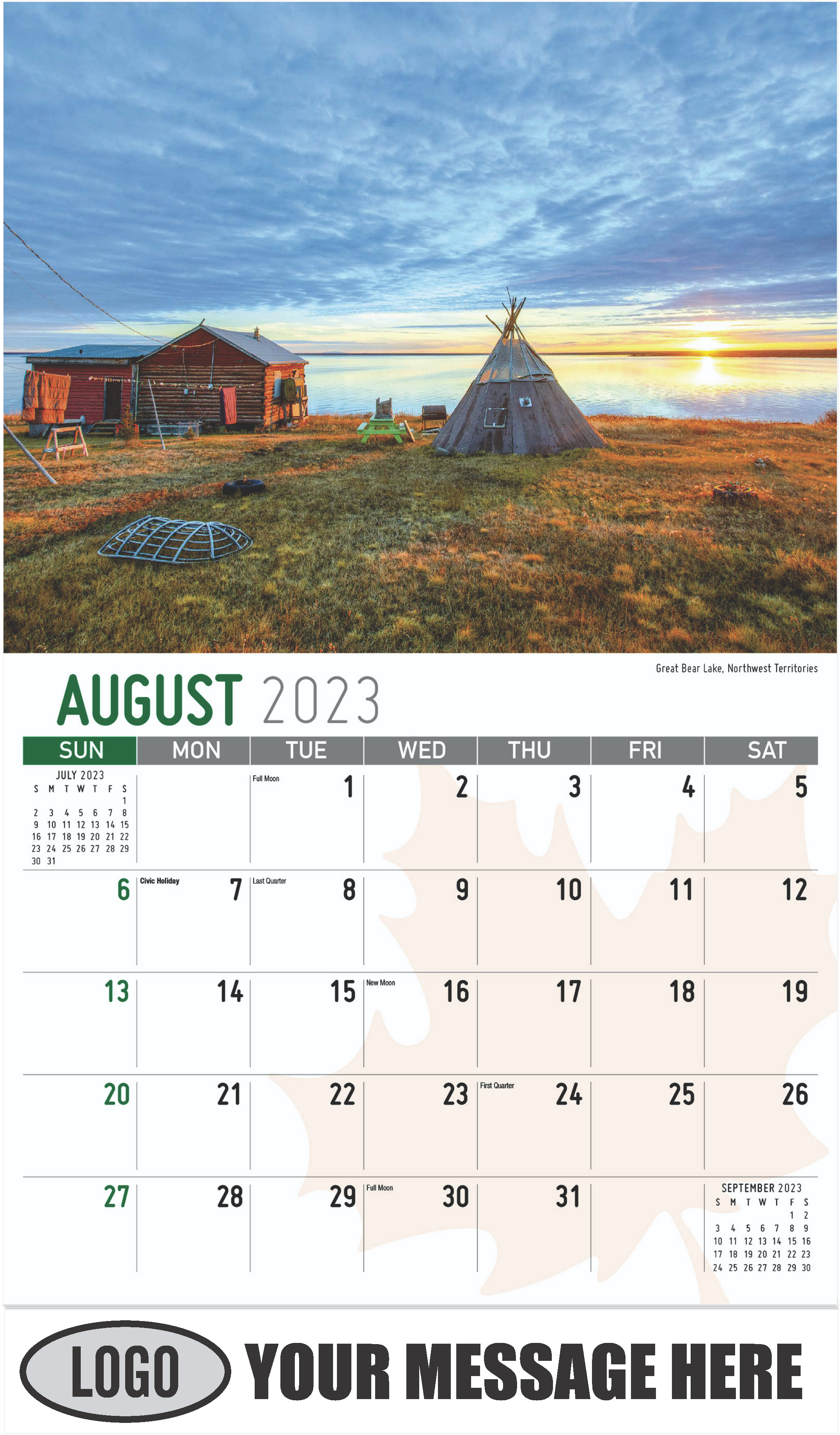 Aurora Borealis, Northwest Territories - August - Scenes of Canada 2023 Promotional Calendar