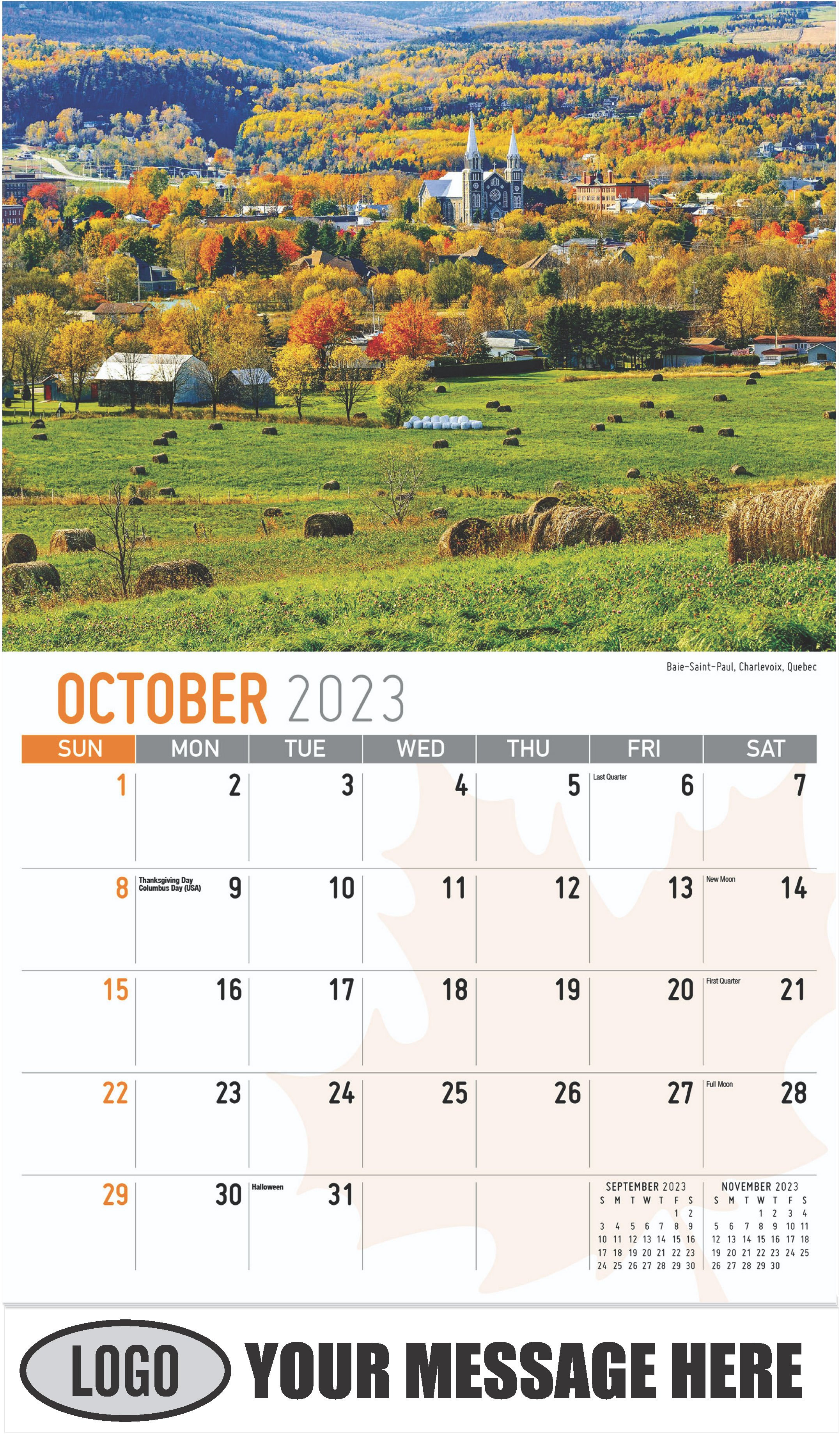 Baie-Saint-Paul, Charlevoix, Quebec - October - Scenes of Canada 2023 Promotional Calendar