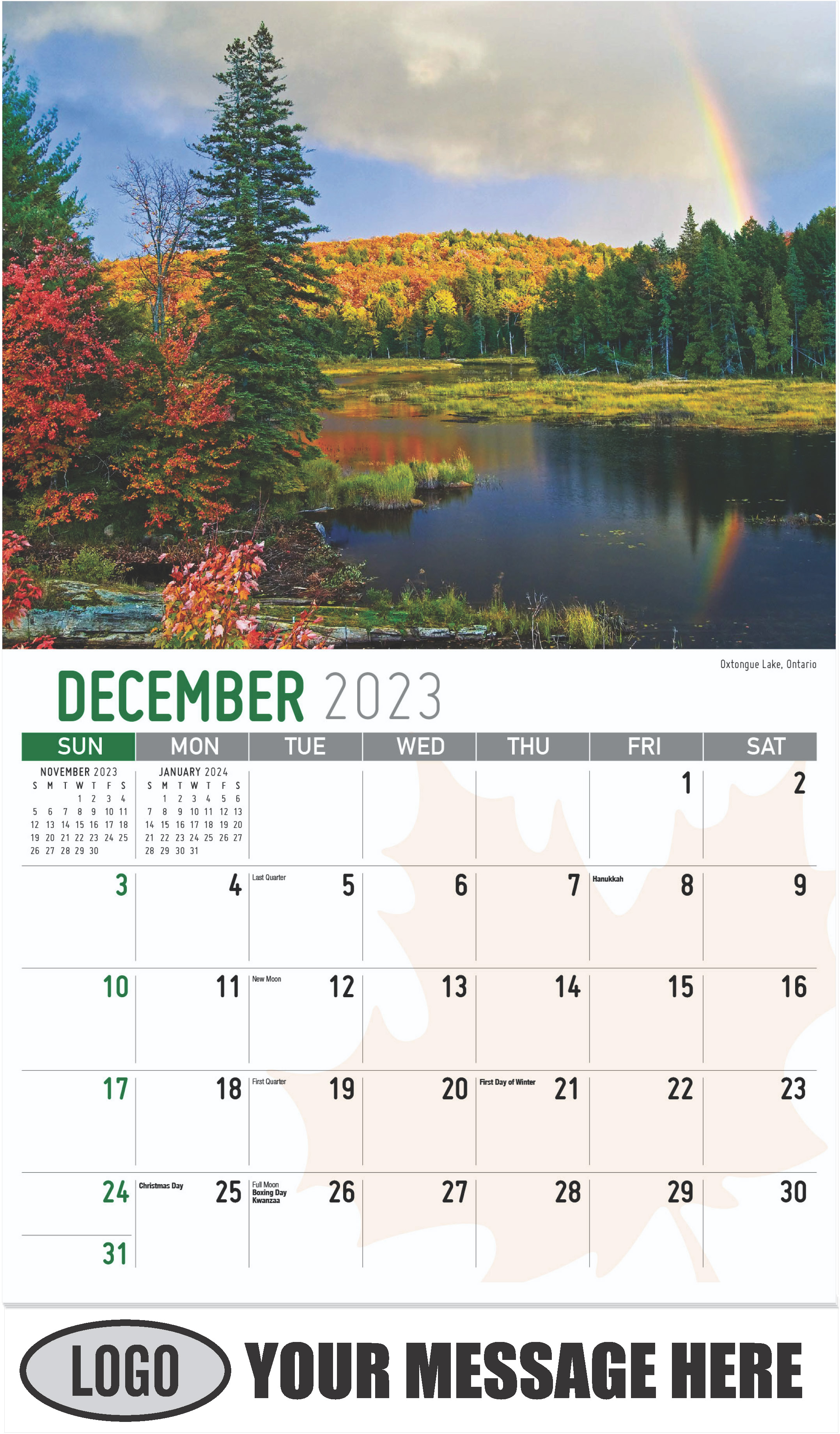 Oxtongue Lake, Ontario - December 2023 - Scenes of Canada 2023 Promotional Calendar