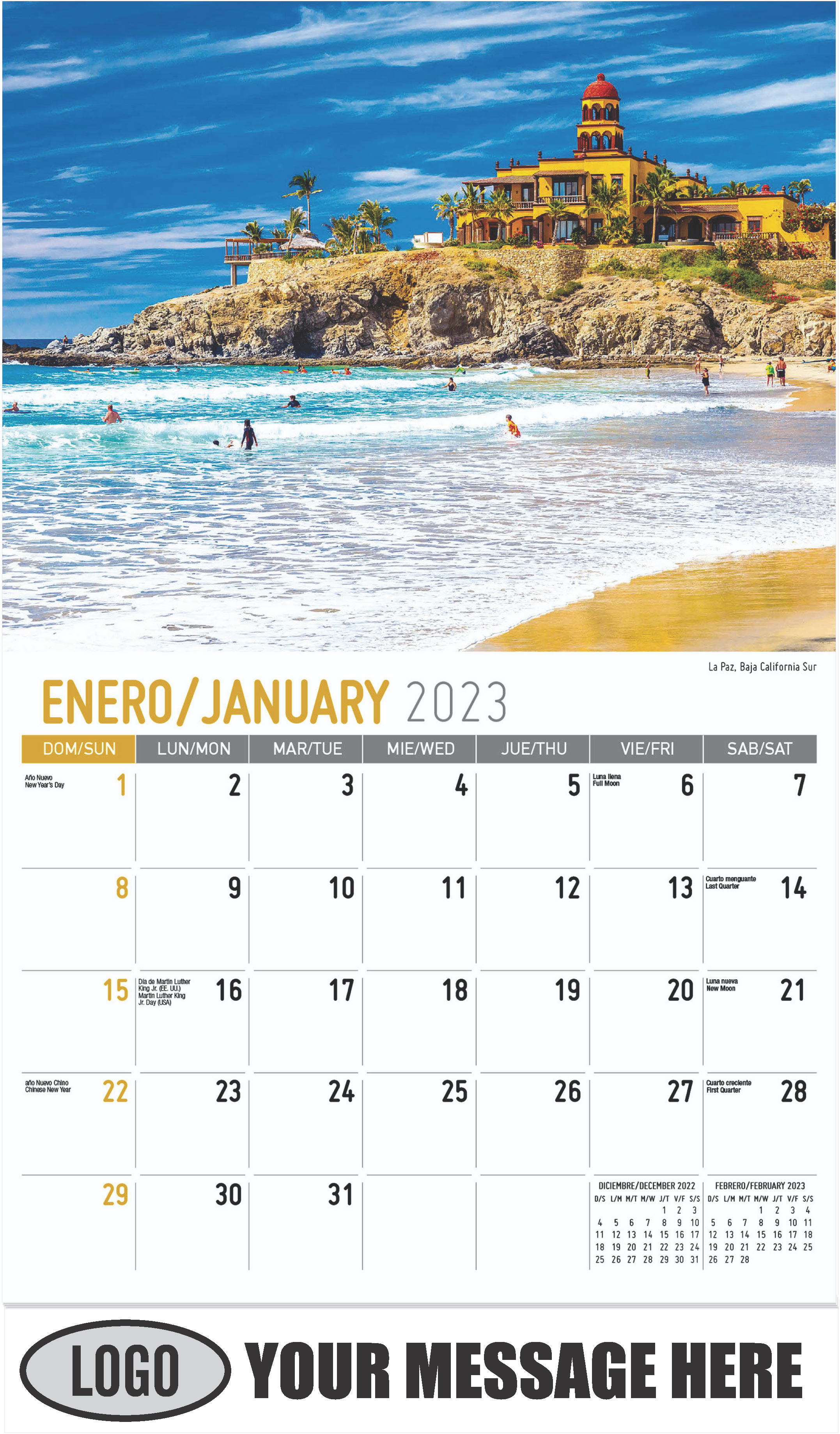 La Paz, Baja California Sur - January - Scenes of Mexico (Spanish-English bilingual) 2023 Promotional Calendar