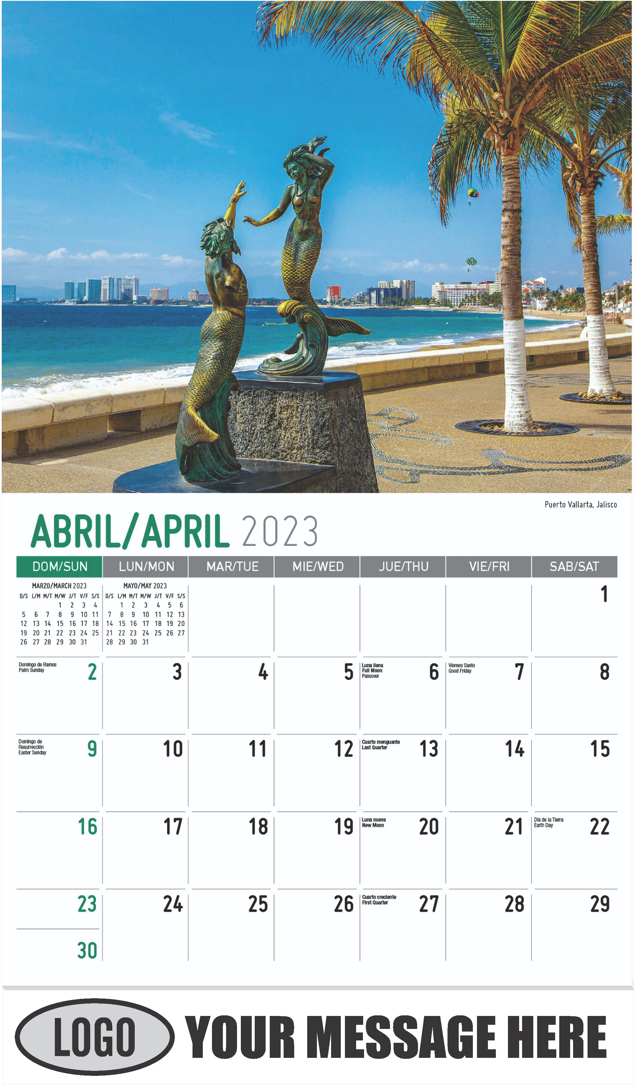 Puerto Vallarta, Jalisco - April - Scenes of Mexico (Spanish-English bilingual) 2023 Promotional Calendar