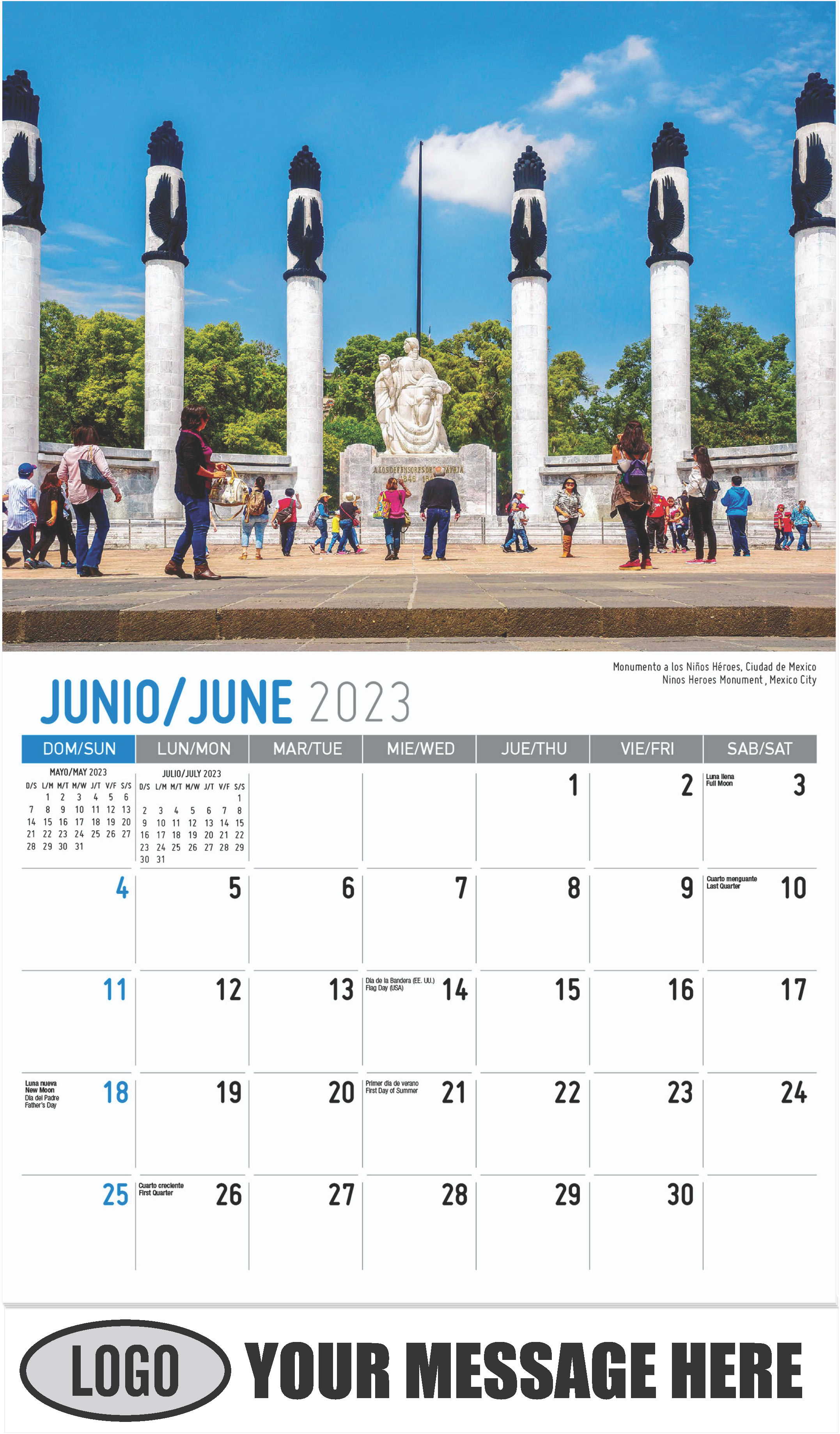 Ninos Heroes Monument¸ Mexico City - June - Scenes of Mexico (Spanish-English bilingual) 2023 Promotional Calendar