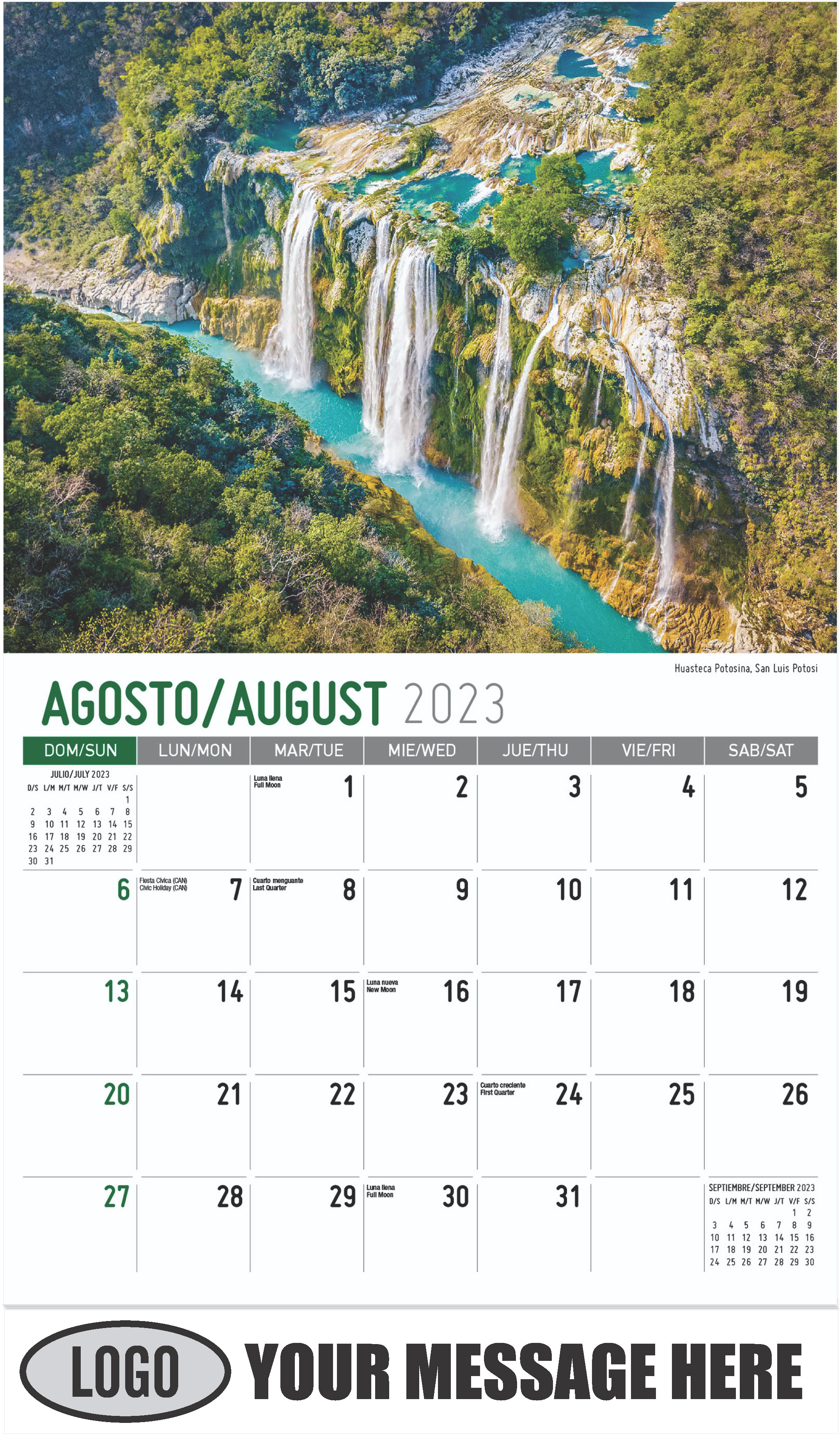 Huasteca Potosina, San Luis Potosi - August - Scenes of Mexico (Spanish-English bilingual) 2023 Promotional Calendar