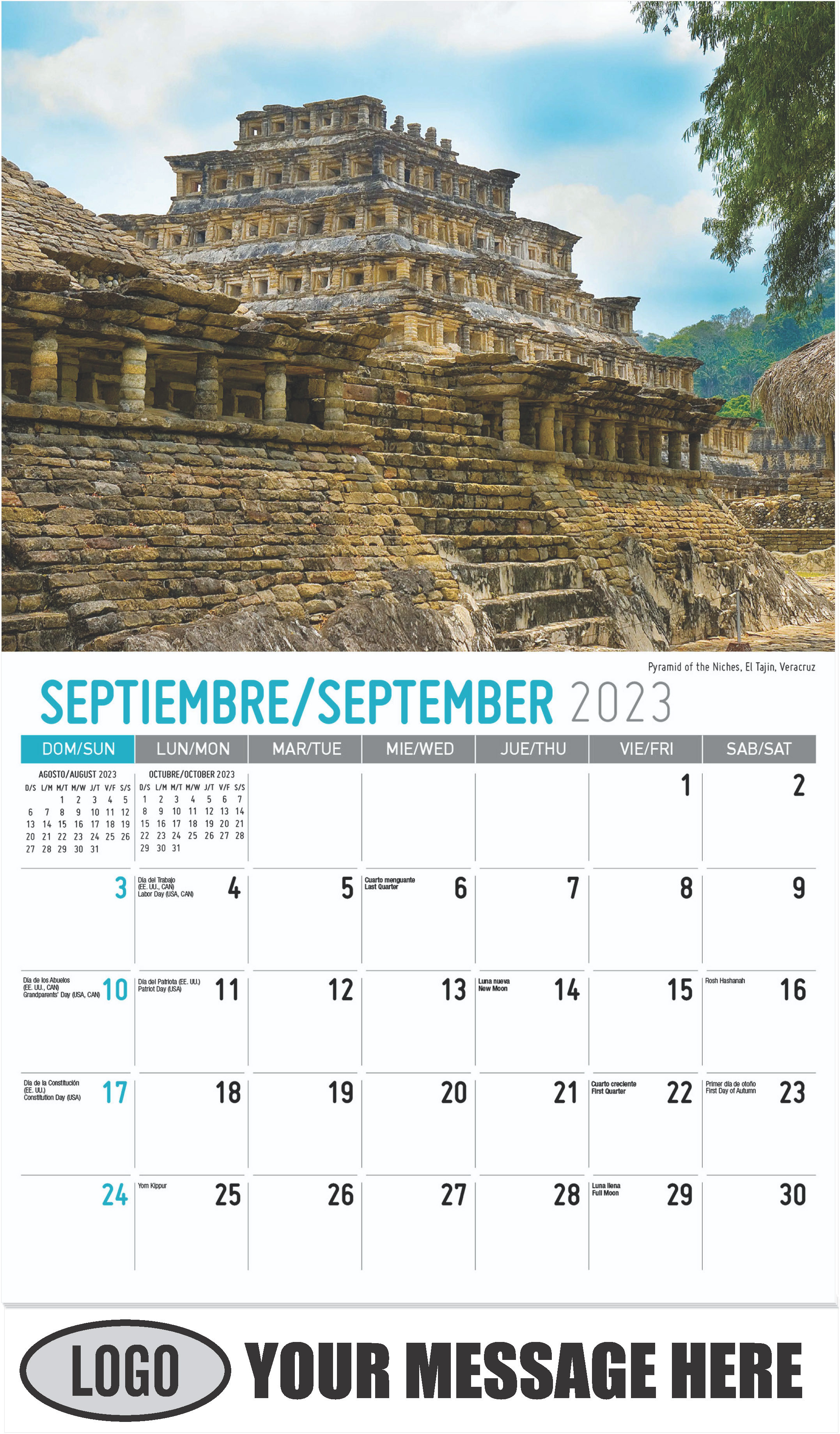 Pyramid Of The Niches, El Tajin, Veracruz - September - Scenes of Mexico (Spanish-English bilingual) 2023 Promotional Calendar