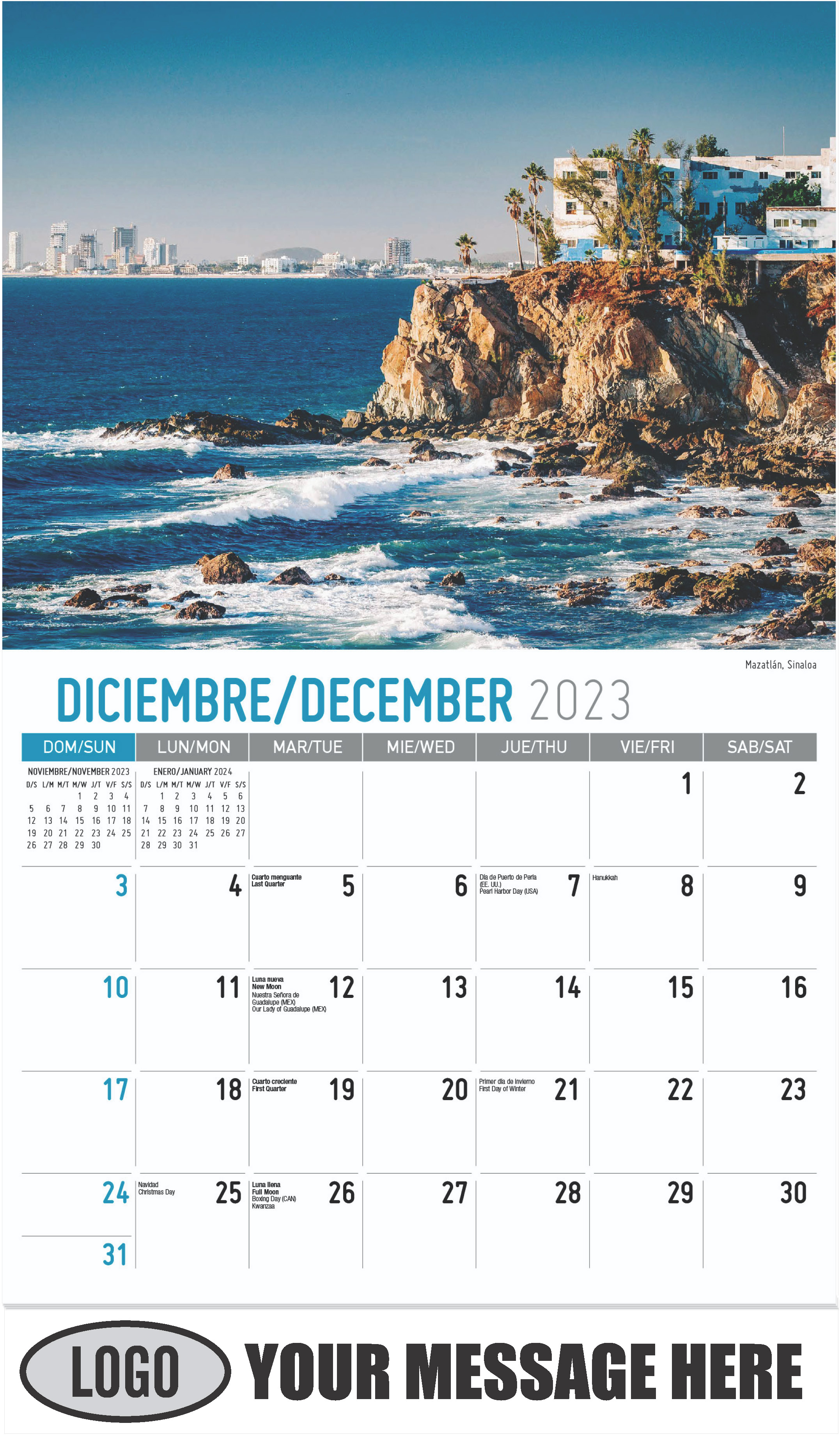 December 2023 - Scenes of Mexico (Spanish-English bilingual) 2023 Promotional Calendar
