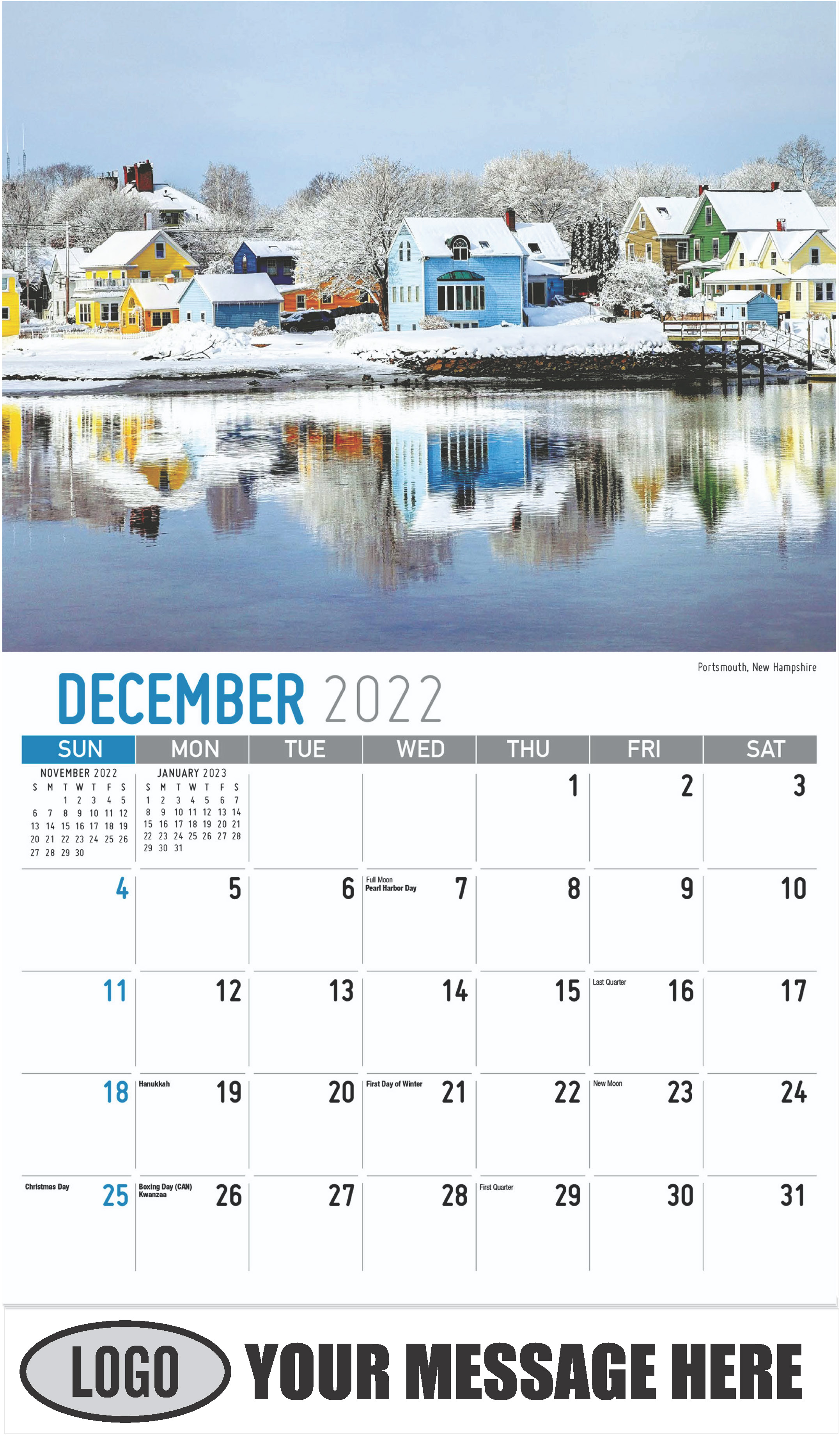 Portsmouth, New Hampshire - December 2022 - Scenes of New England 2023 Promotional Calendar