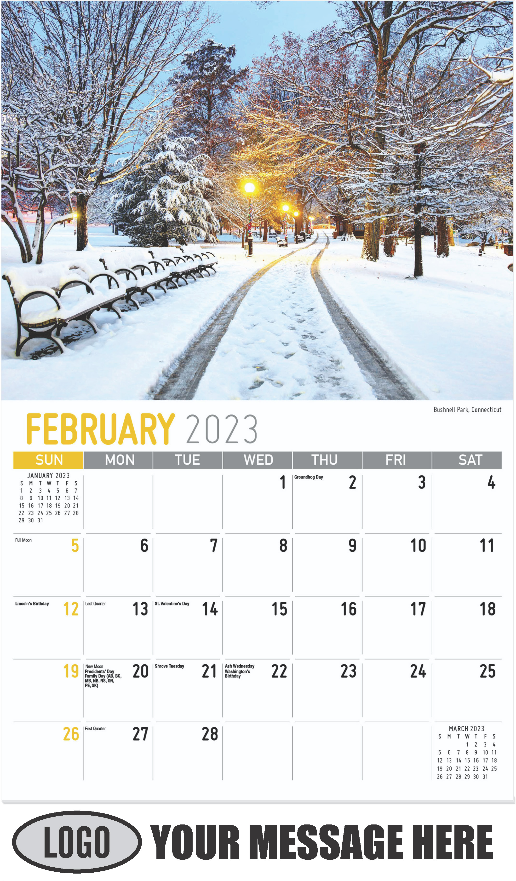 Bushnell Park, Connecticut - February - Scenes of New England 2023 Promotional Calendar