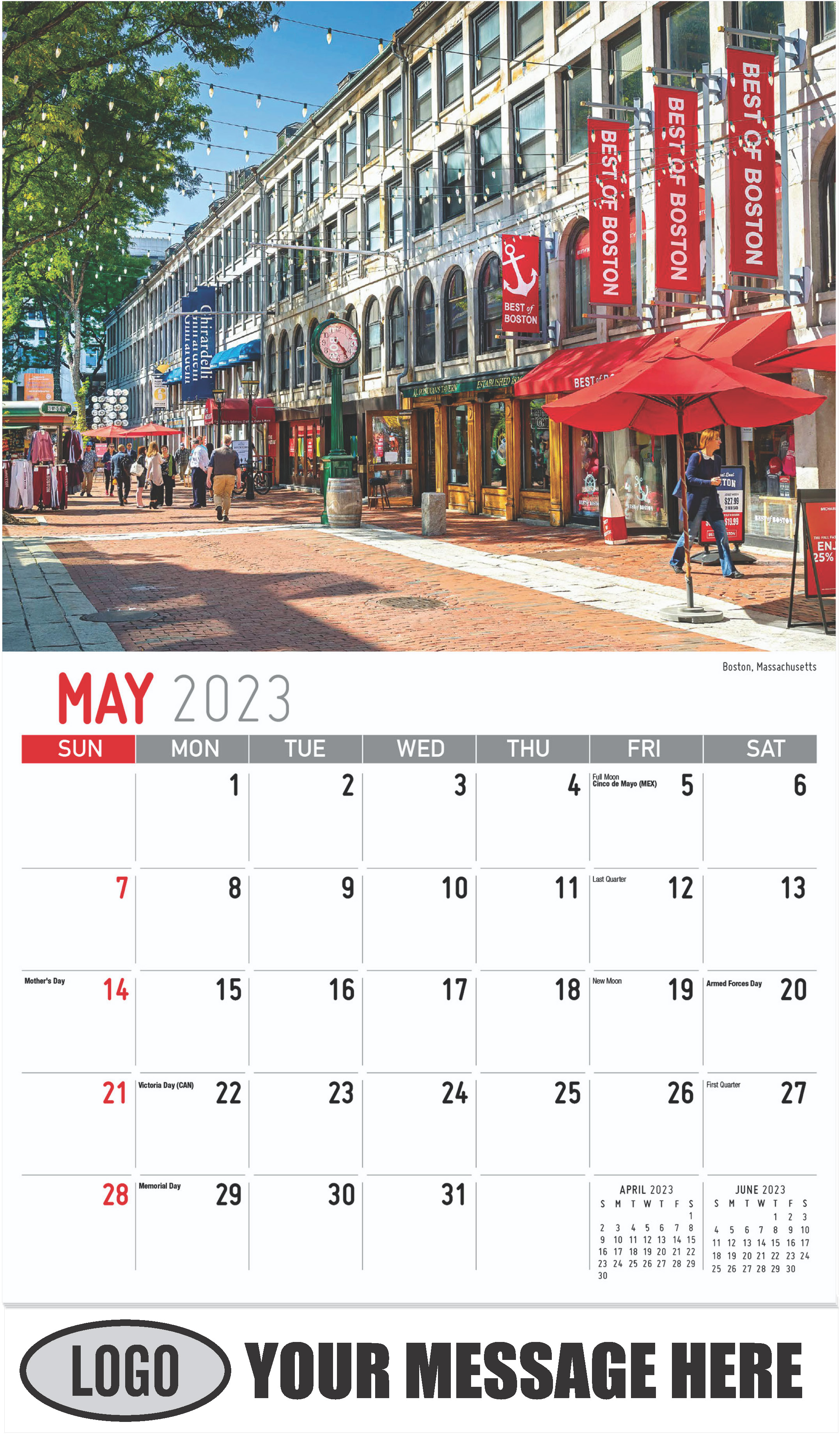 Boston, Massachusetts - May - Scenes of New England 2023 Promotional Calendar