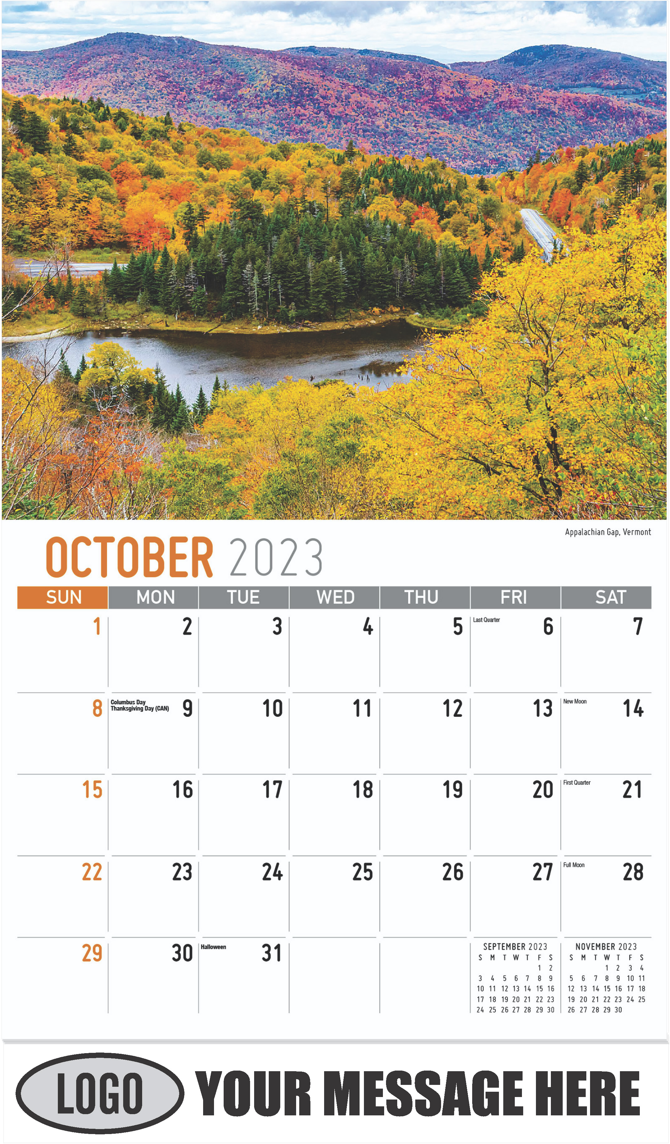 Appalachian Gap, Vermont - October - Scenes of New England 2023 Promotional Calendar