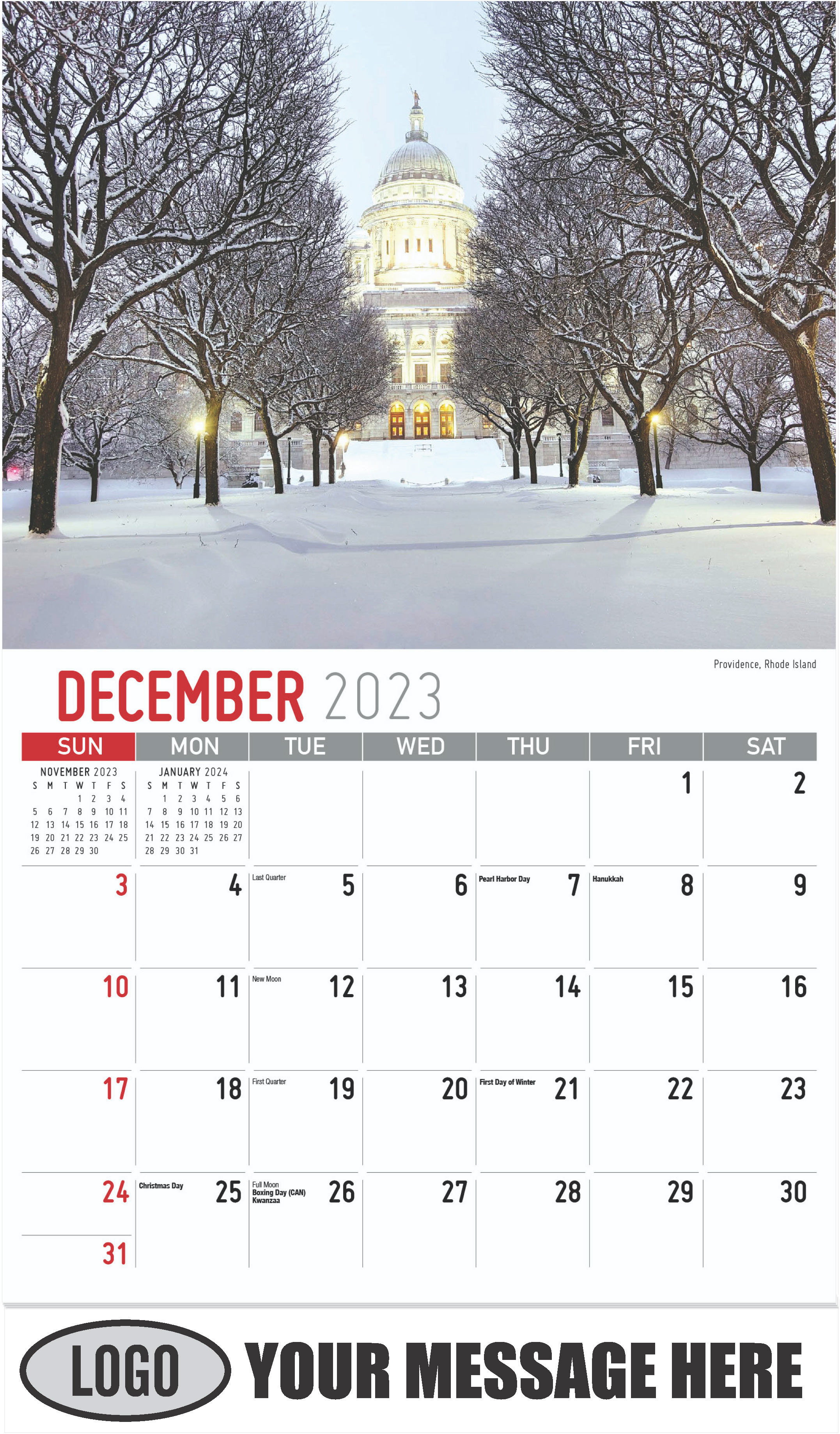Providence, Rhode Island - December 2023 - Scenes of New England 2023 Promotional Calendar
