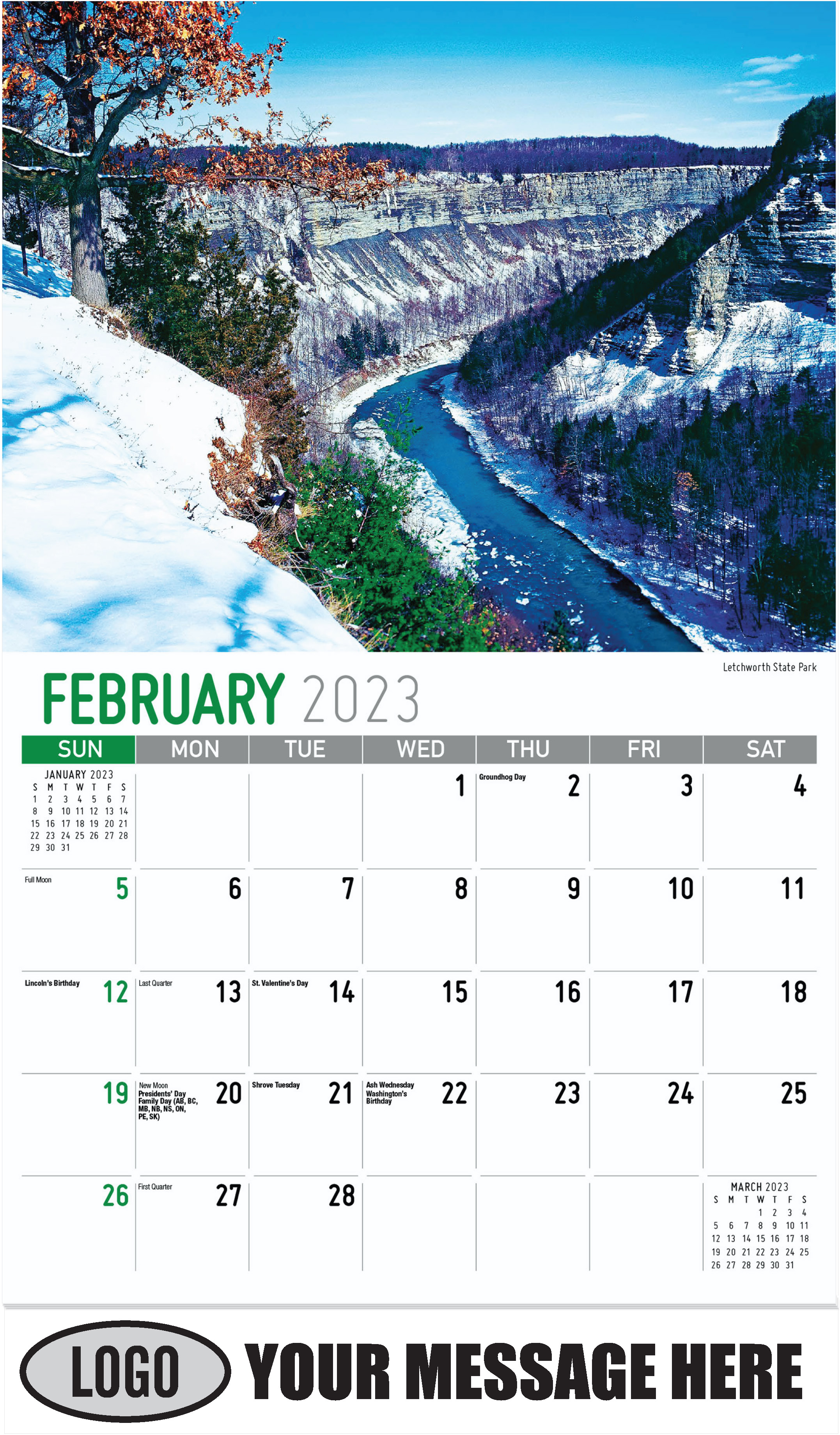 Letchworth State Park - February - Scenes of New York 2023 Promotional Calendar