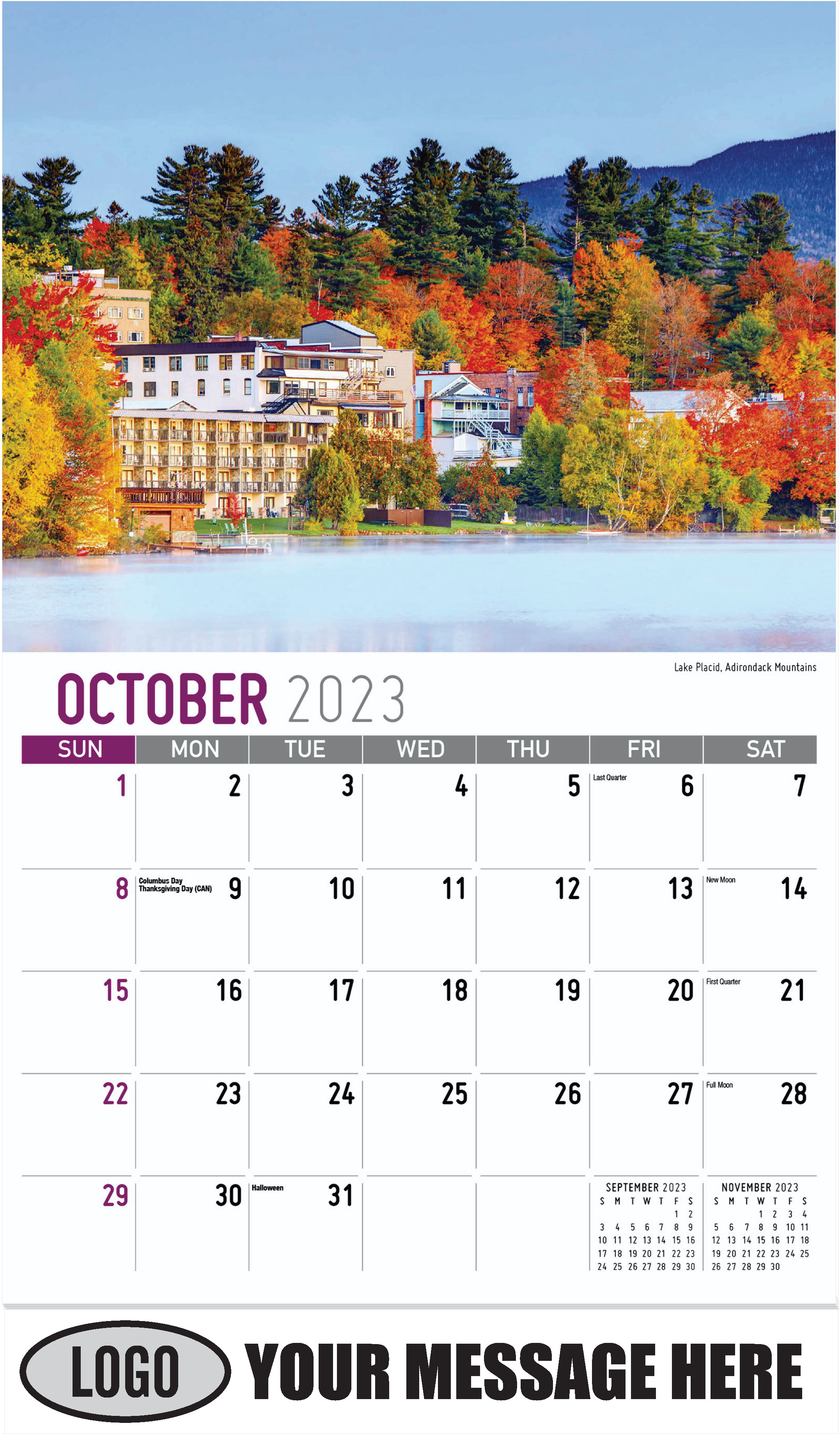 Lake Placid, Adirondack Mountains - October - Scenes of New York 2023 Promotional Calendar