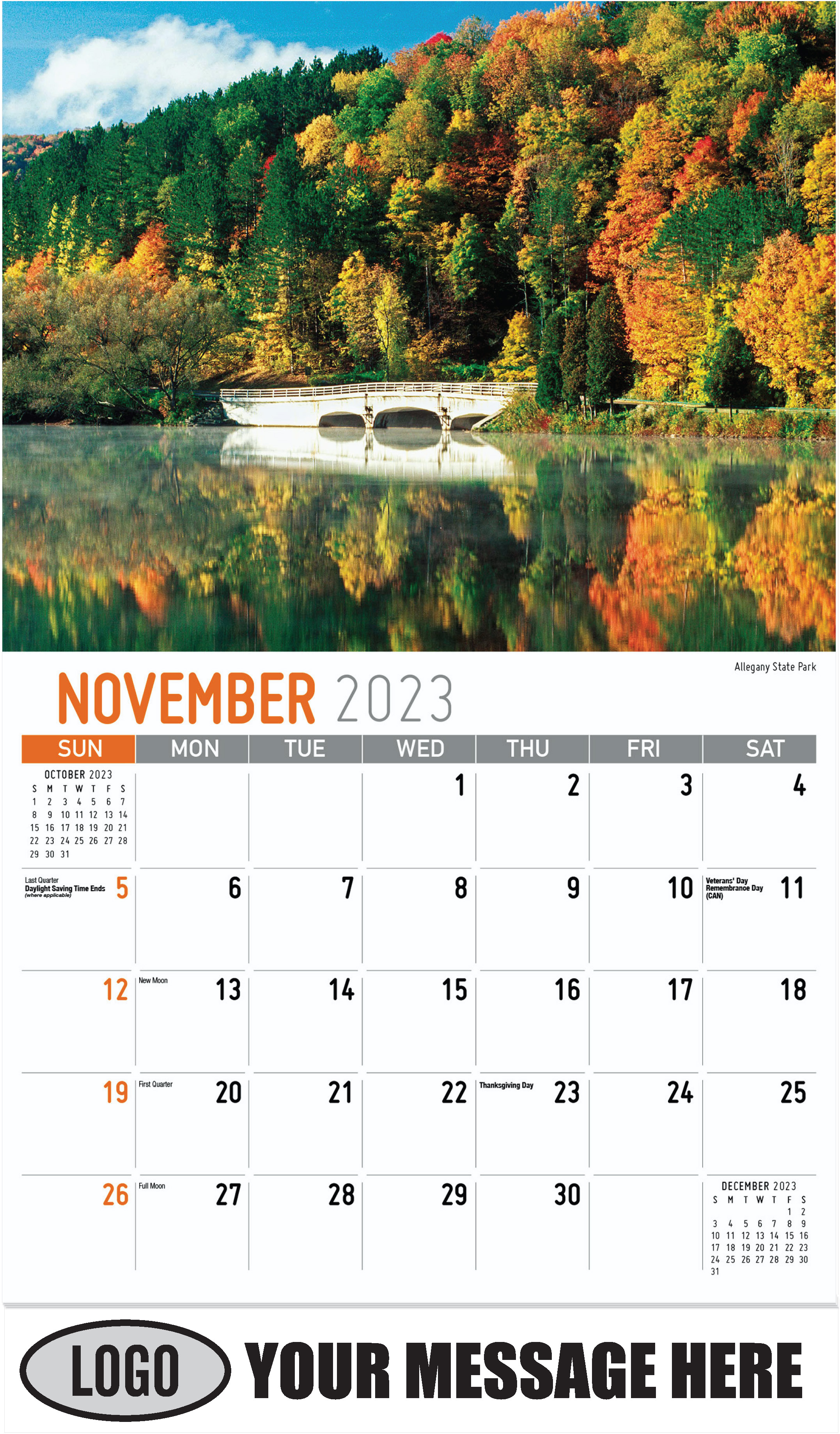 Allegany State Park - November - Scenes of New York 2023 Promotional Calendar