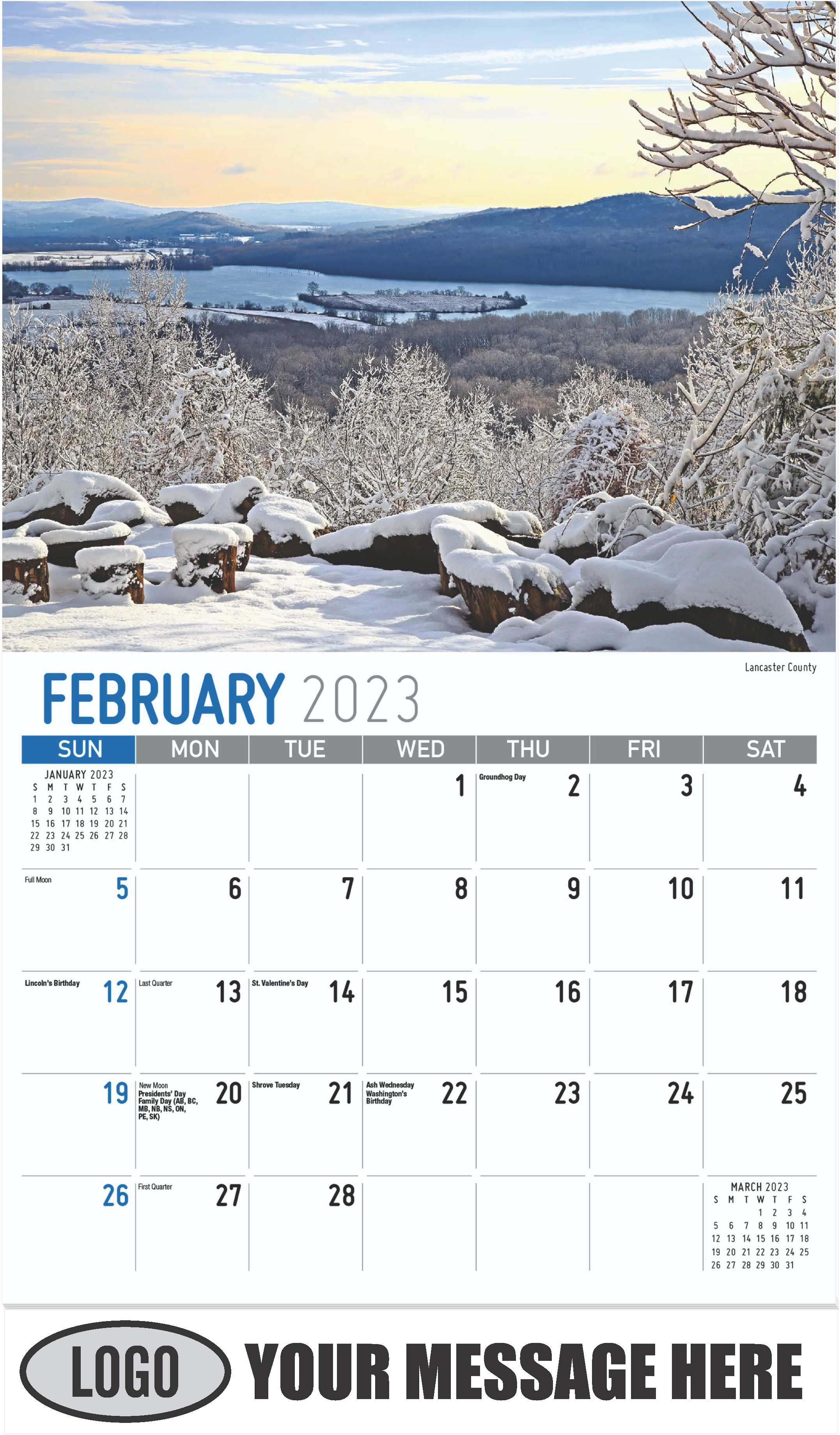 Lancaster County - February - Scenes of Pennsylvania 2023 Promotional Calendar