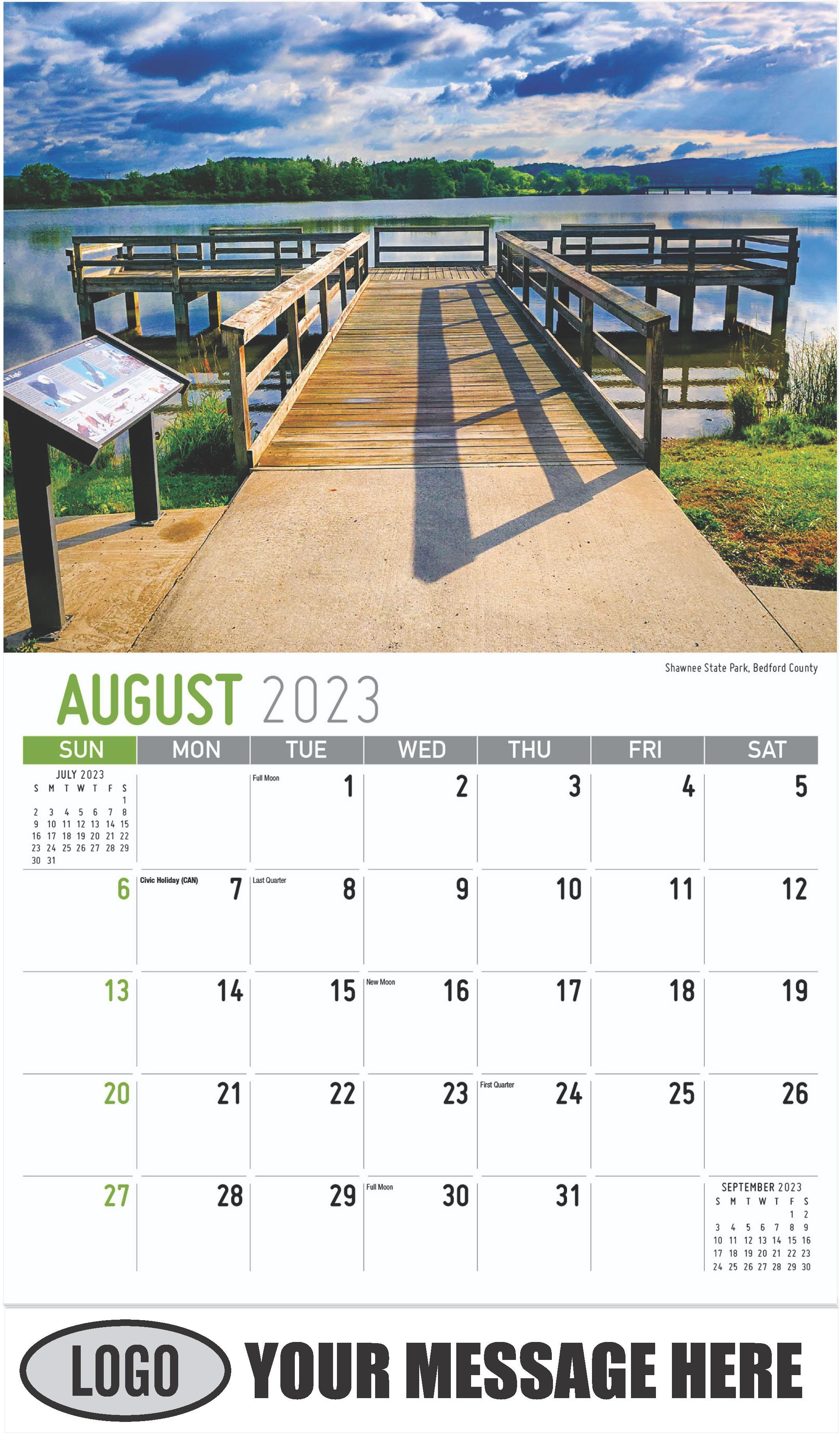 Shawnee State Park, Bedford County - August - Scenes of Pennsylvania 2023 Promotional Calendar