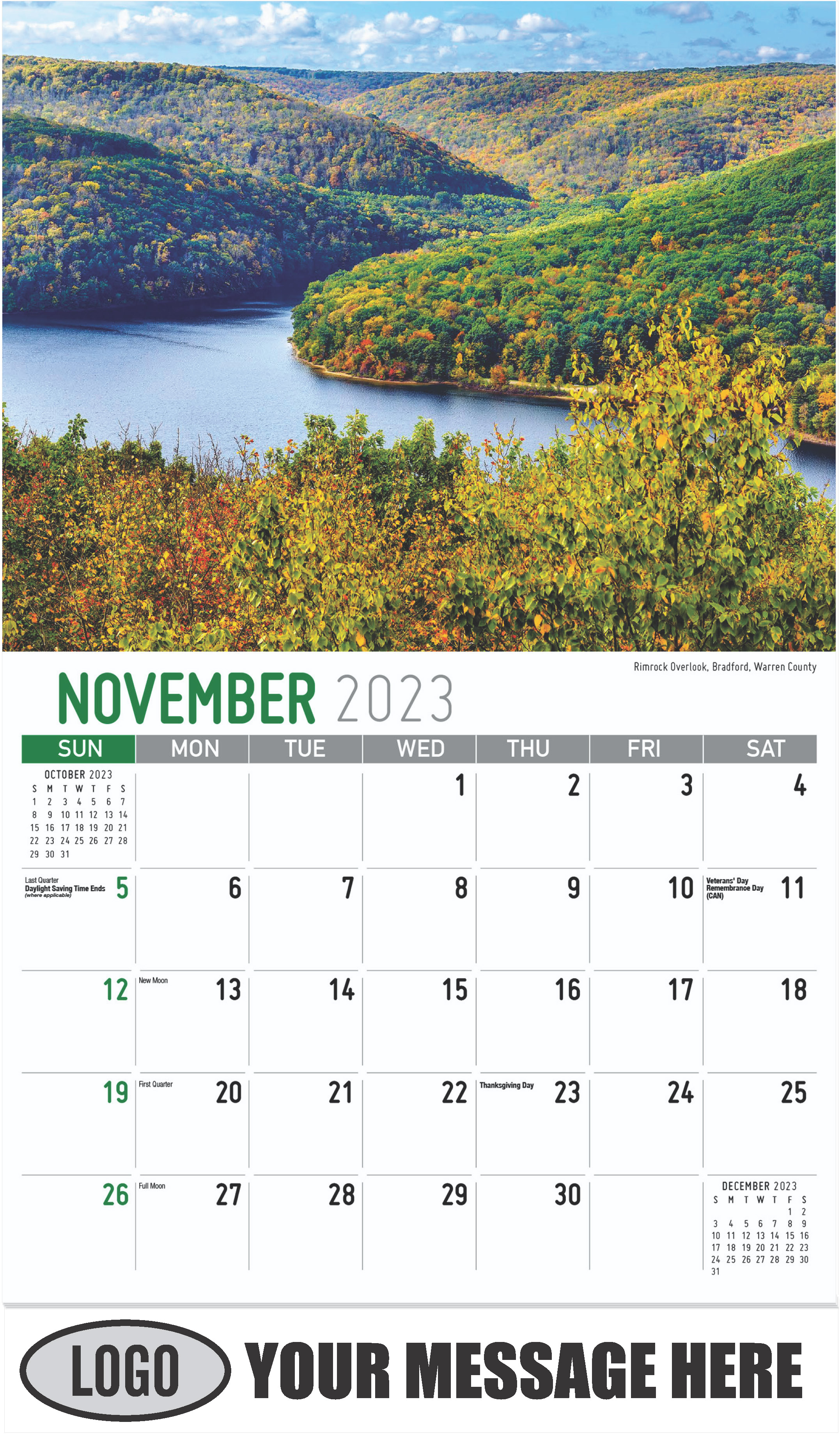 Rimrock Overlook, Bradford, Warren County - November - Scenes of Pennsylvania 2023 Promotional Calendar